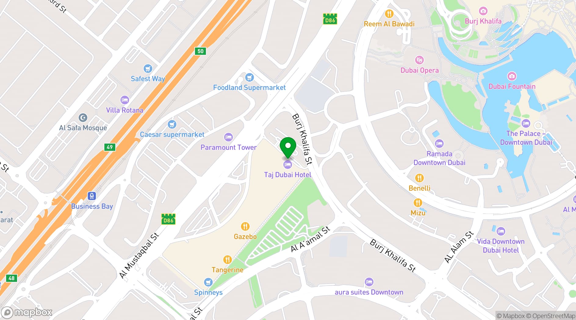 Map showing Taj Dubai