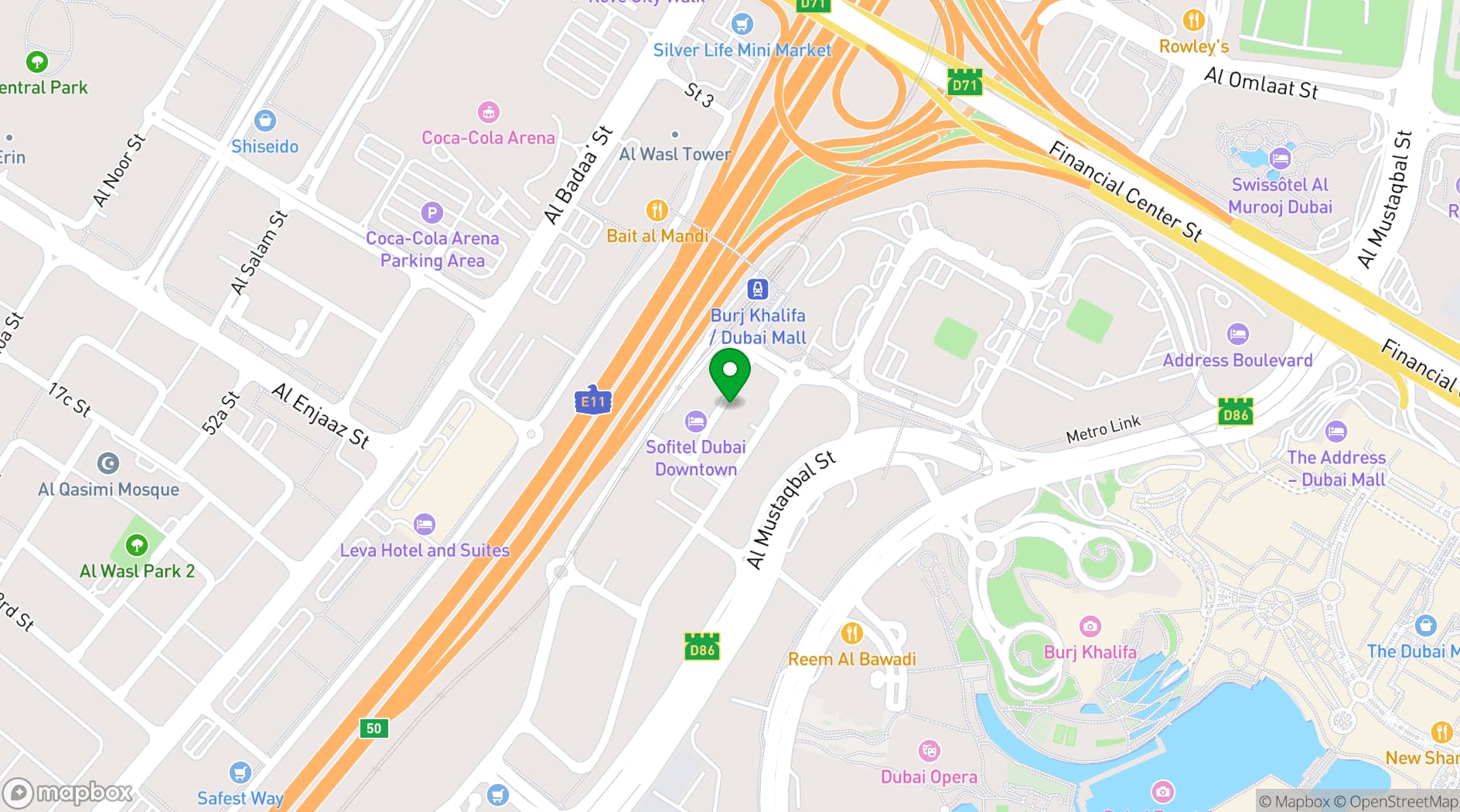 Map showing Sofitel Dubai Downtown