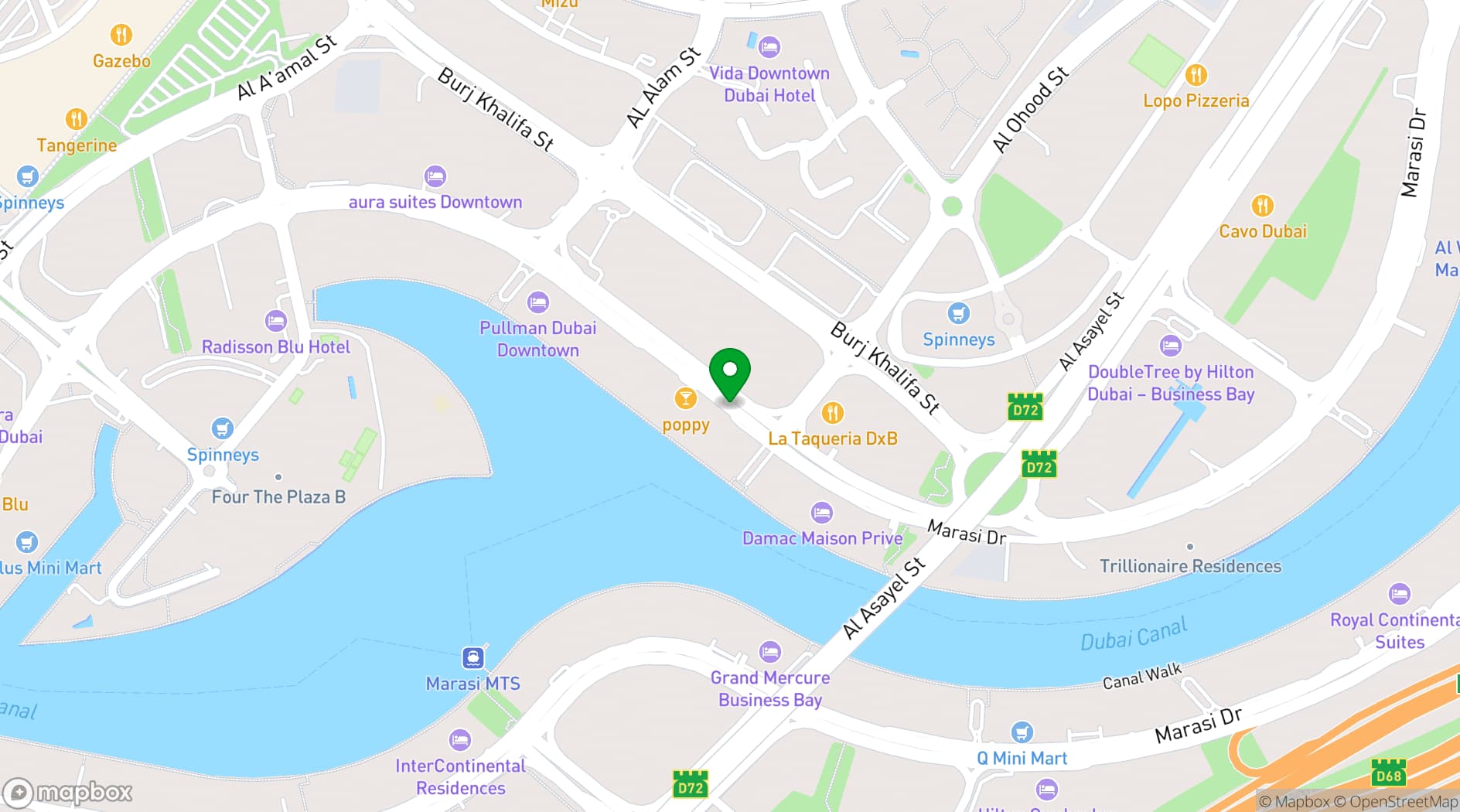 Map showing Pullman Dubai Downtown