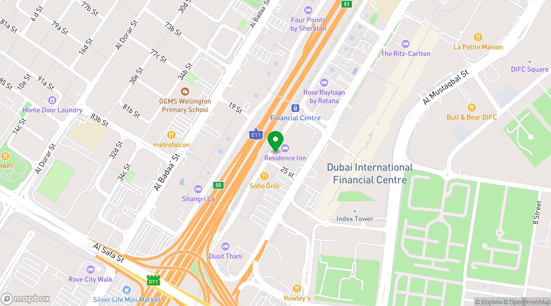 Map showing Carlton Downtown Hotel