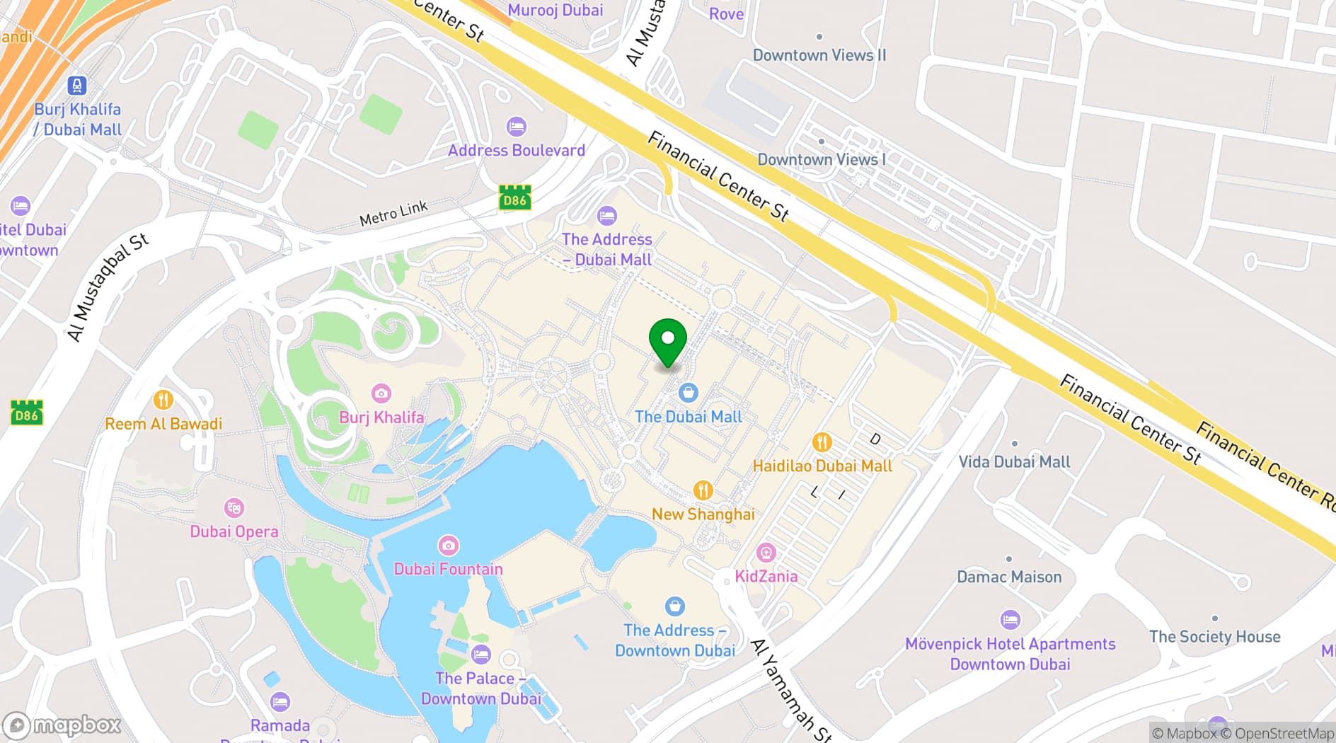 Map showing Dubai Aquarium & Underwater Zoo