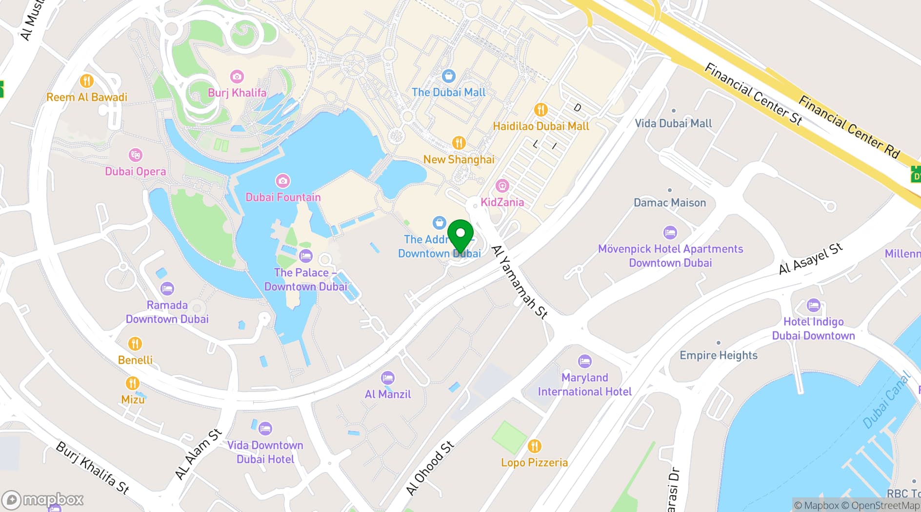 Map showing Address Downtown