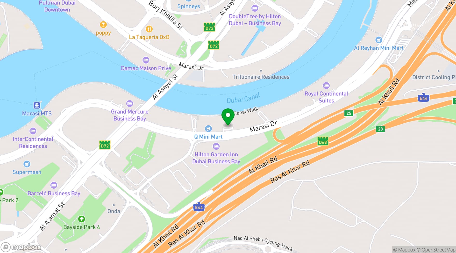 Map showing Hyde Dubai