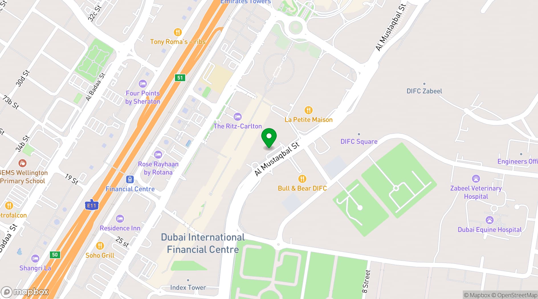 Map showing ICD Brookfield Place