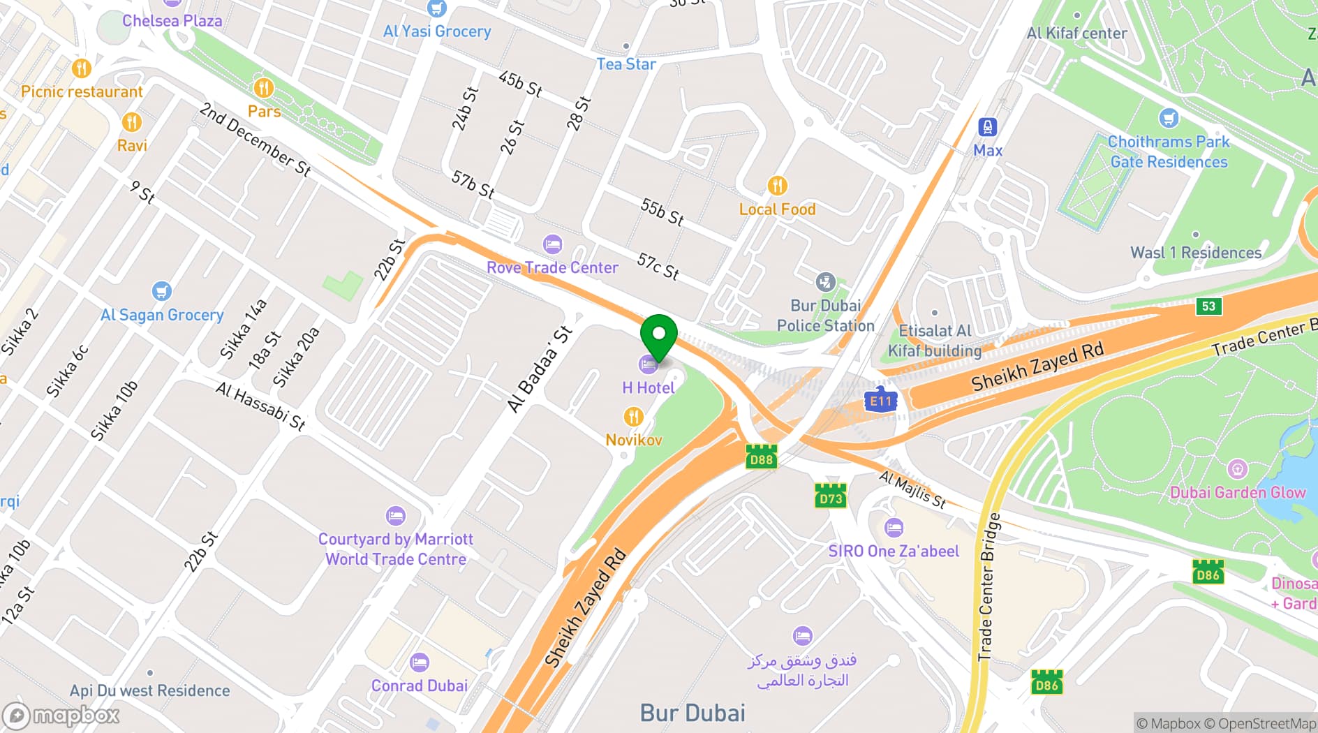 Map showing The H Dubai