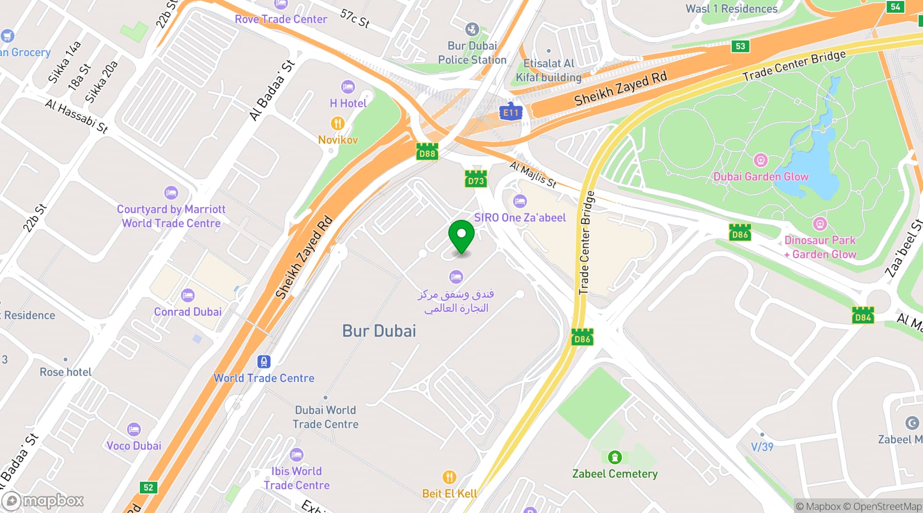 Map showing Jumeirah Living World Trade Centre Residences