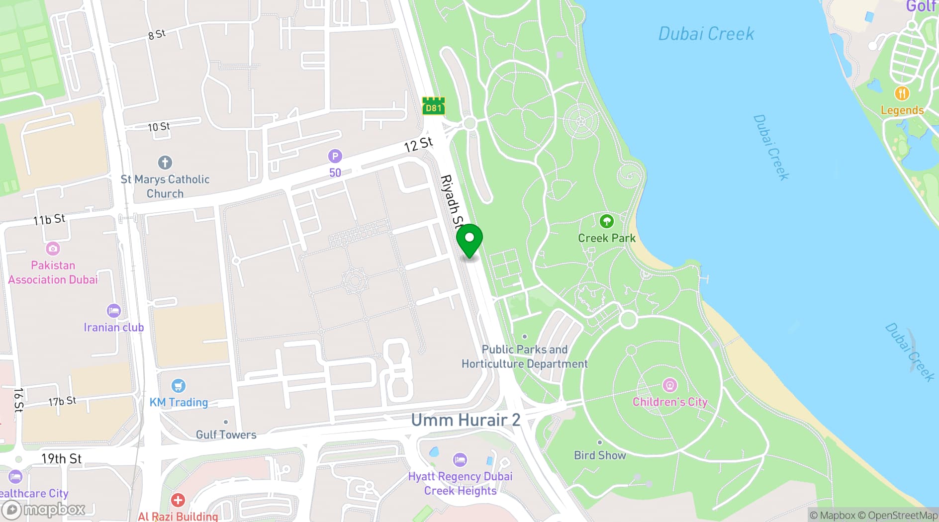 Map showing Dubai Dolphinarium