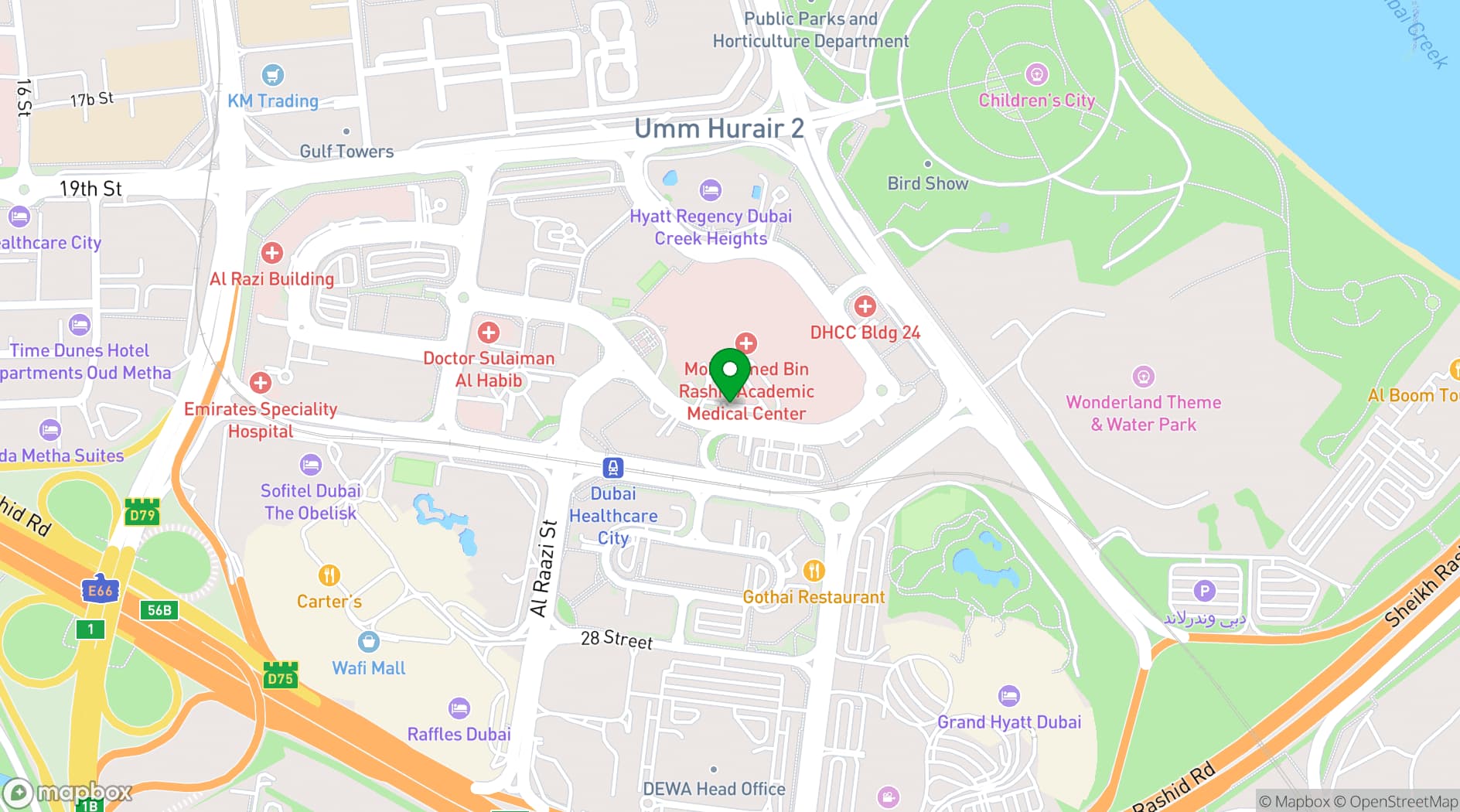Map showing Al Jalila Foundation