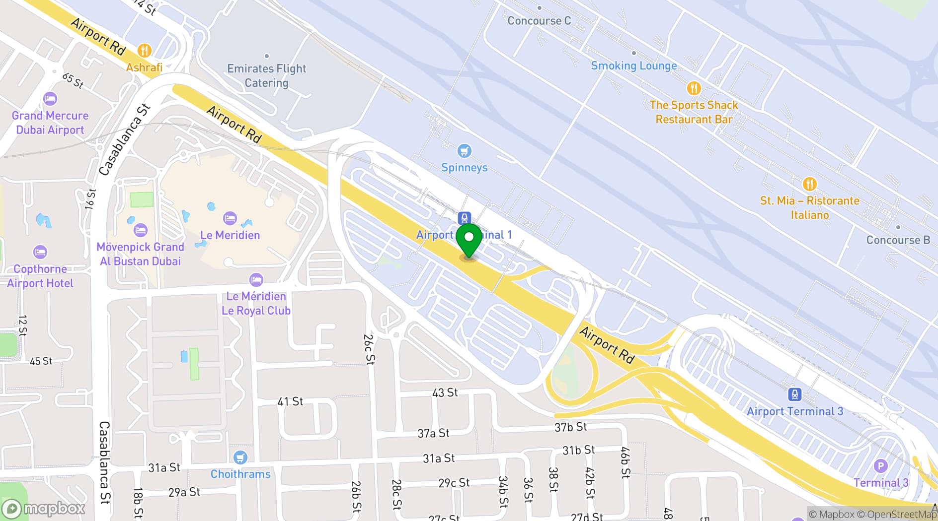 Map showing Le Meridien Dubai Hotel & Conference Centre