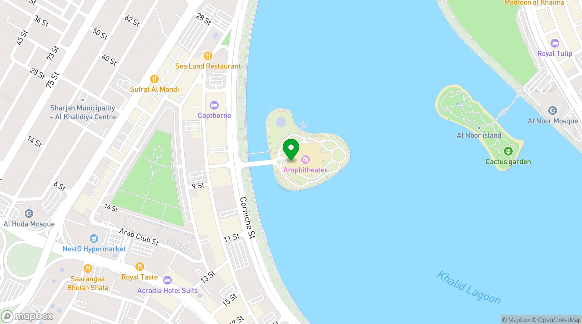 Map showing Al Majaz Amphitheatre