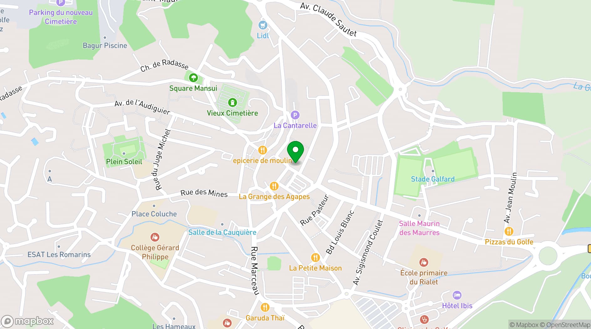 Map showing Le Jardin Des Sens