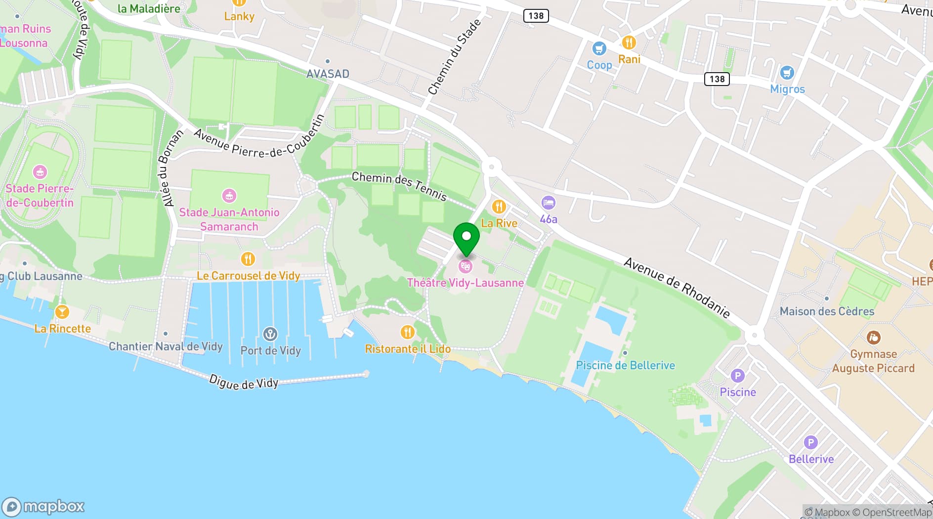 Map showing Théâtre Vidy-Lausanne