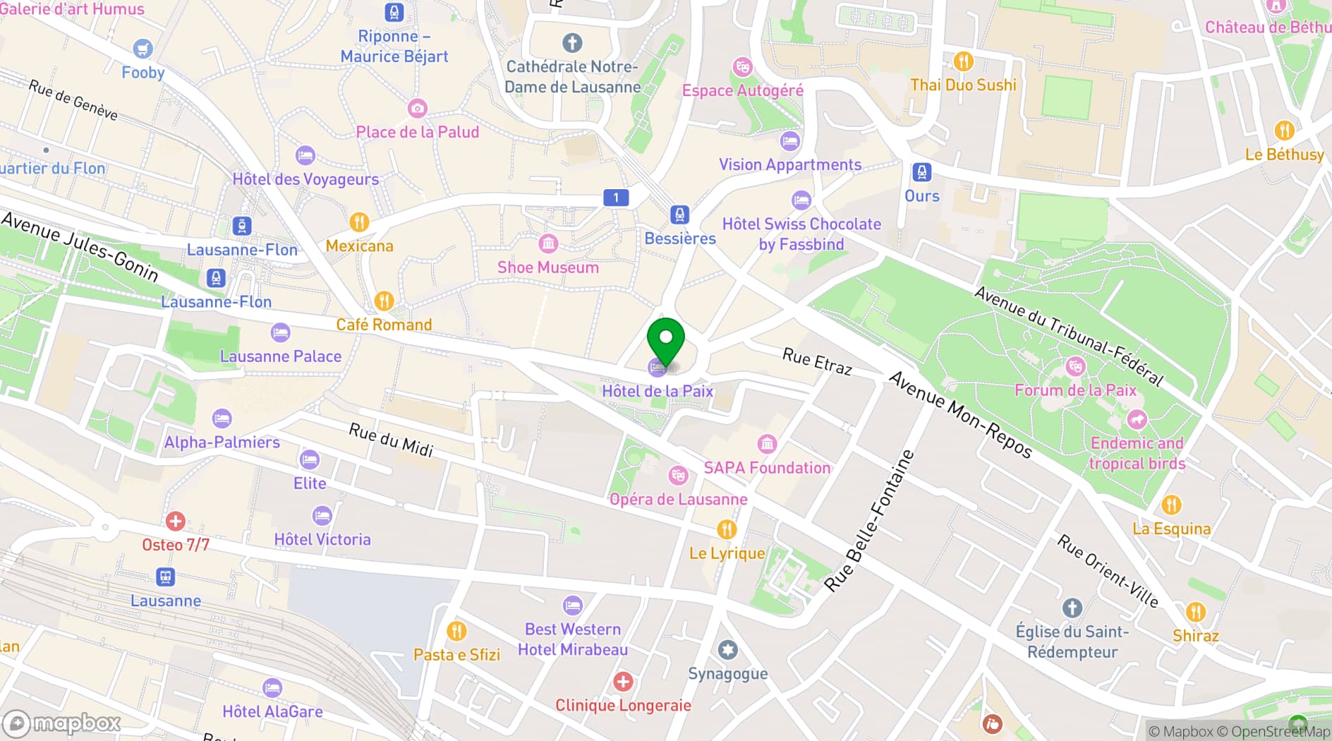 Map showing Hôtel de la Paix