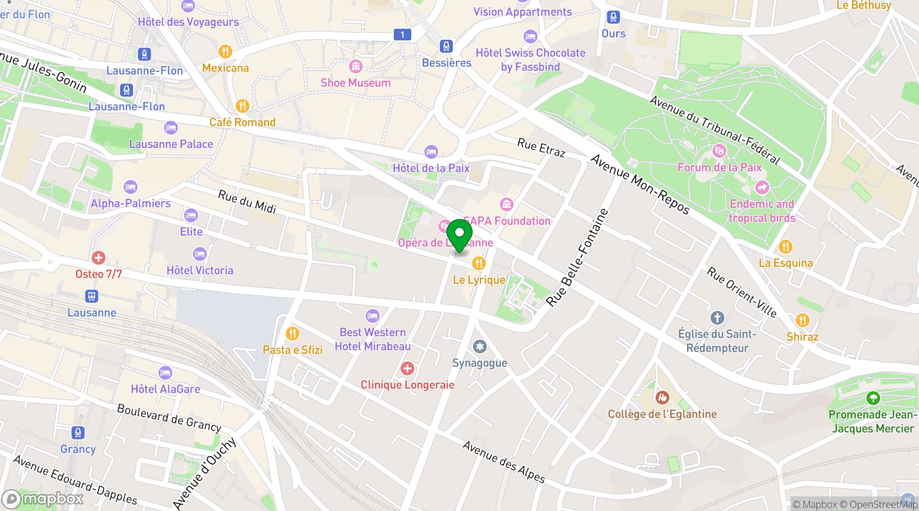 Map showing Au Chat Noir