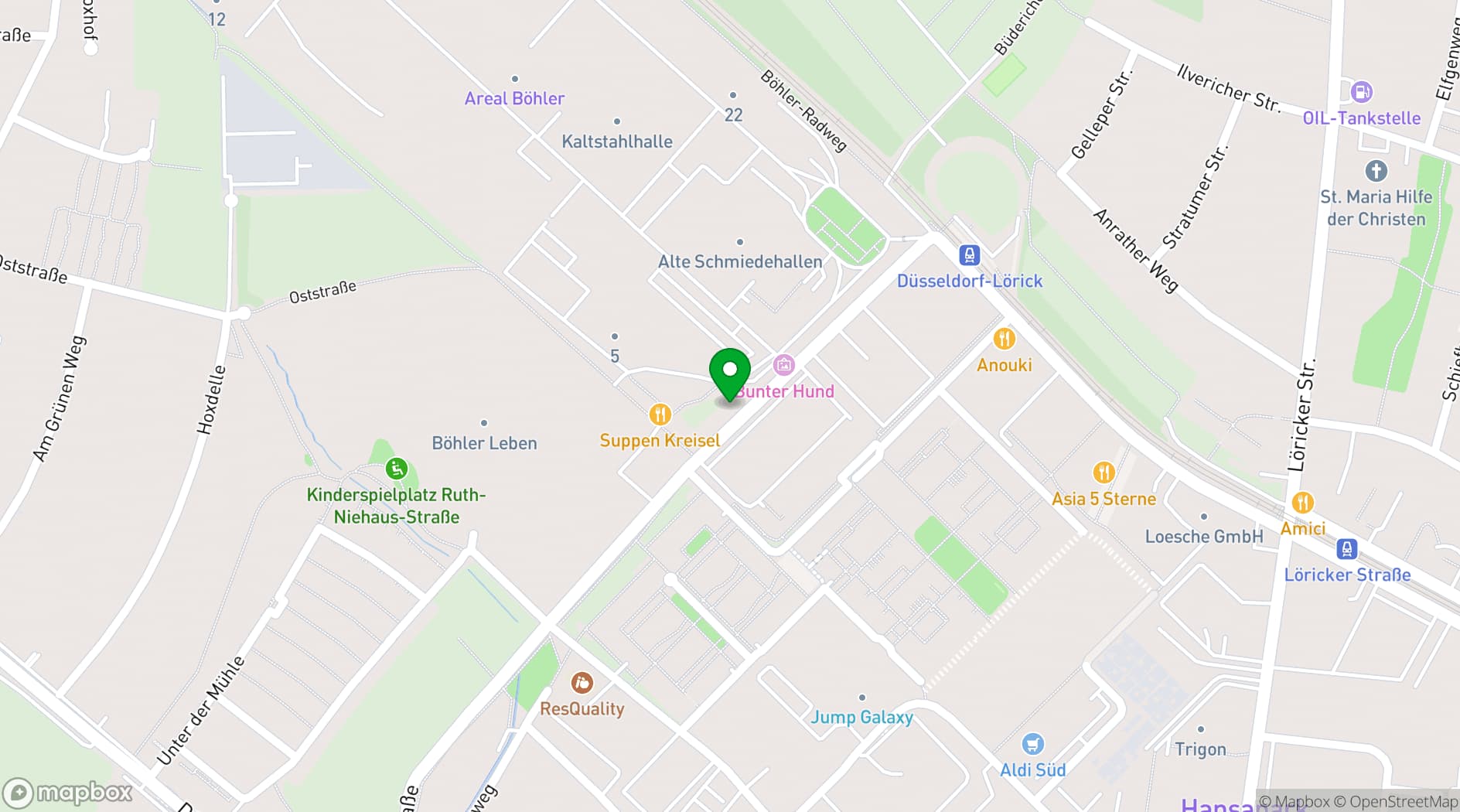 Map showing Eventschmiede Düsseldorf