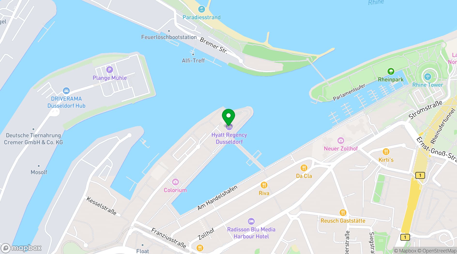 Map showing The View Düsseldorf