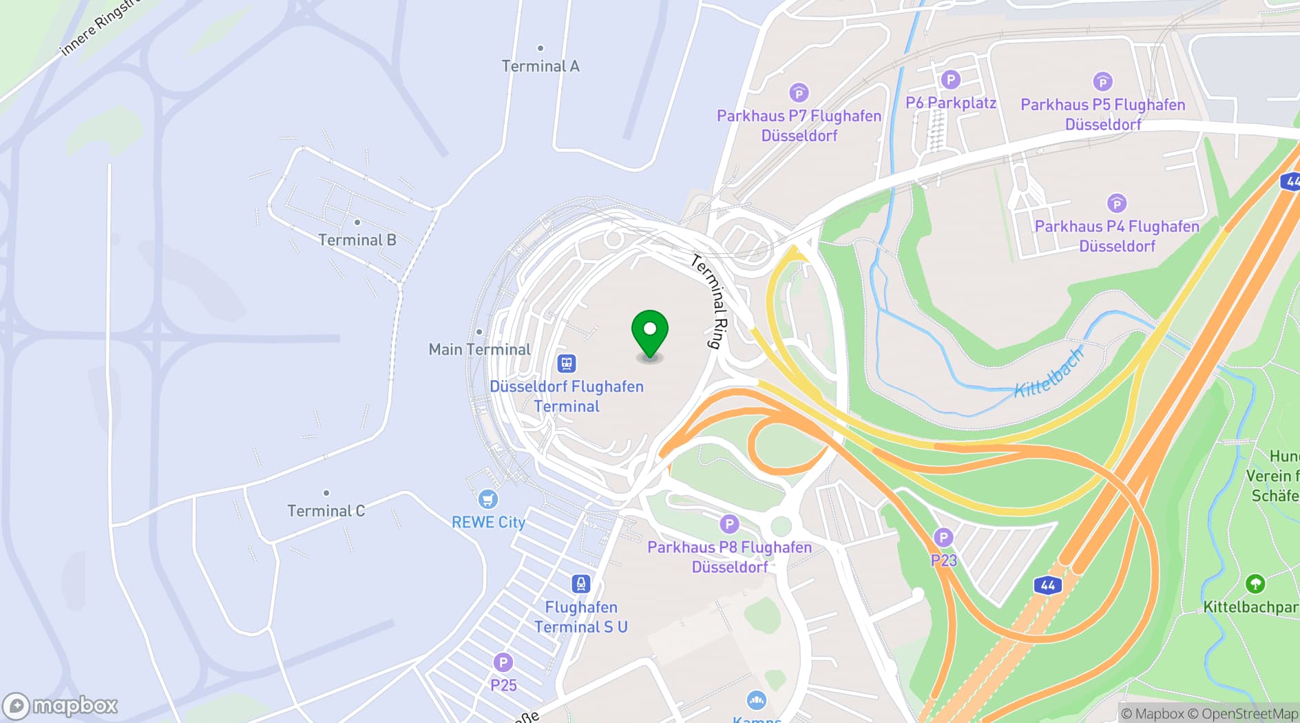 Map showing Sheraton Düsseldorf Airport Hotel