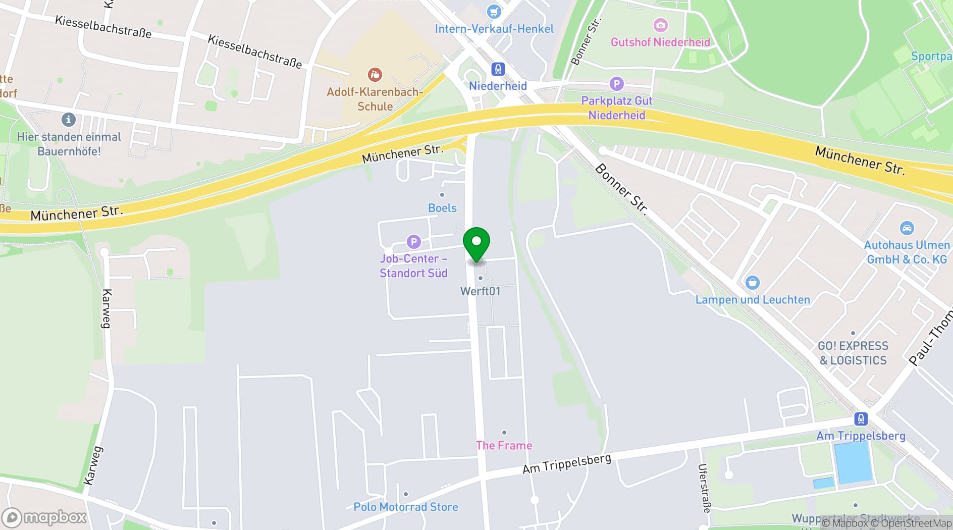 Map showing THE FRAME