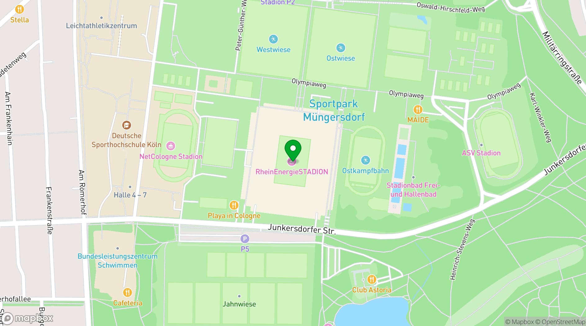 Map showing RheinEnergieSTADION