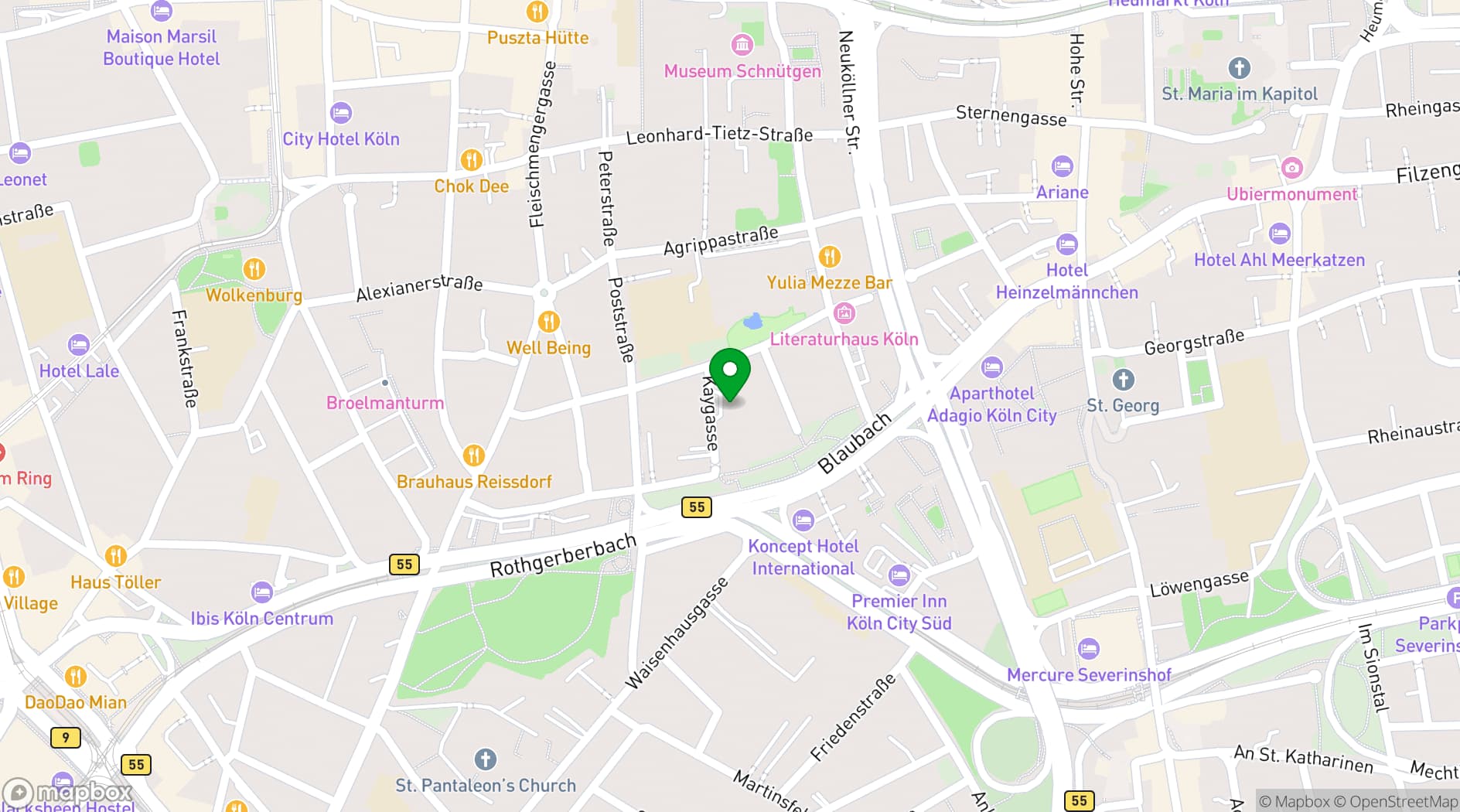 Map showing Wasserturm Hotel by Hilton Curio