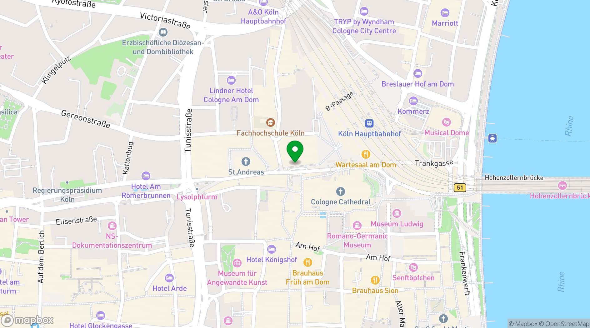 Map showing Excelsior Hotel Ernst