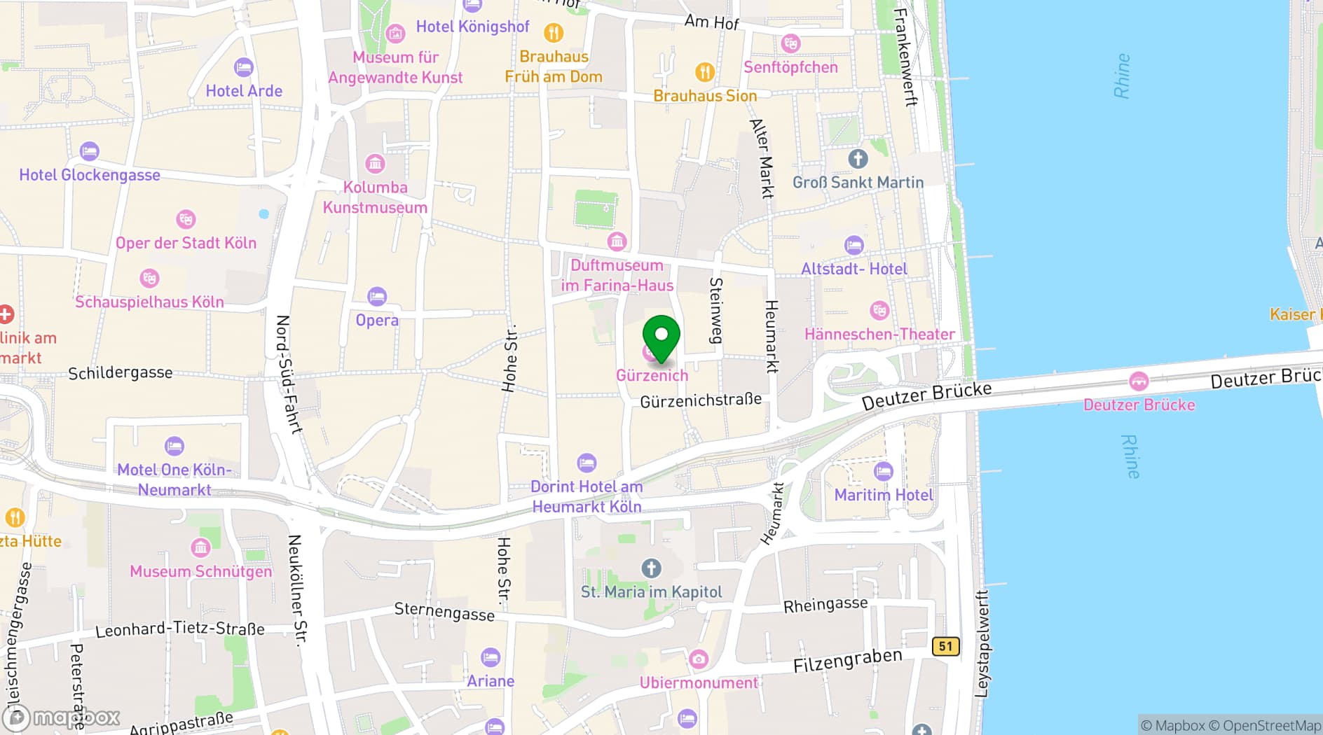 Map showing Gürzenich Köln