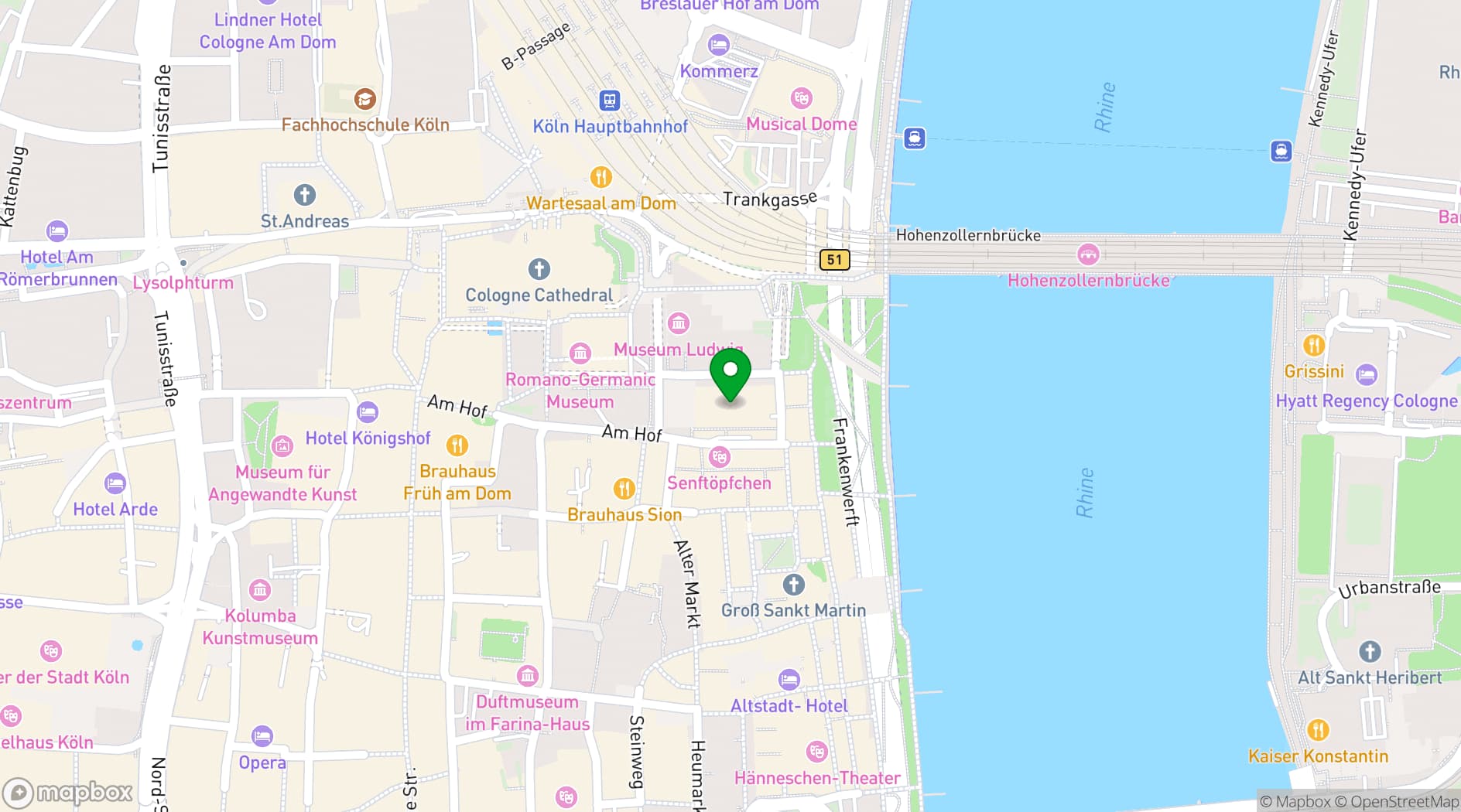 Map showing Hotel Mondial am Dom