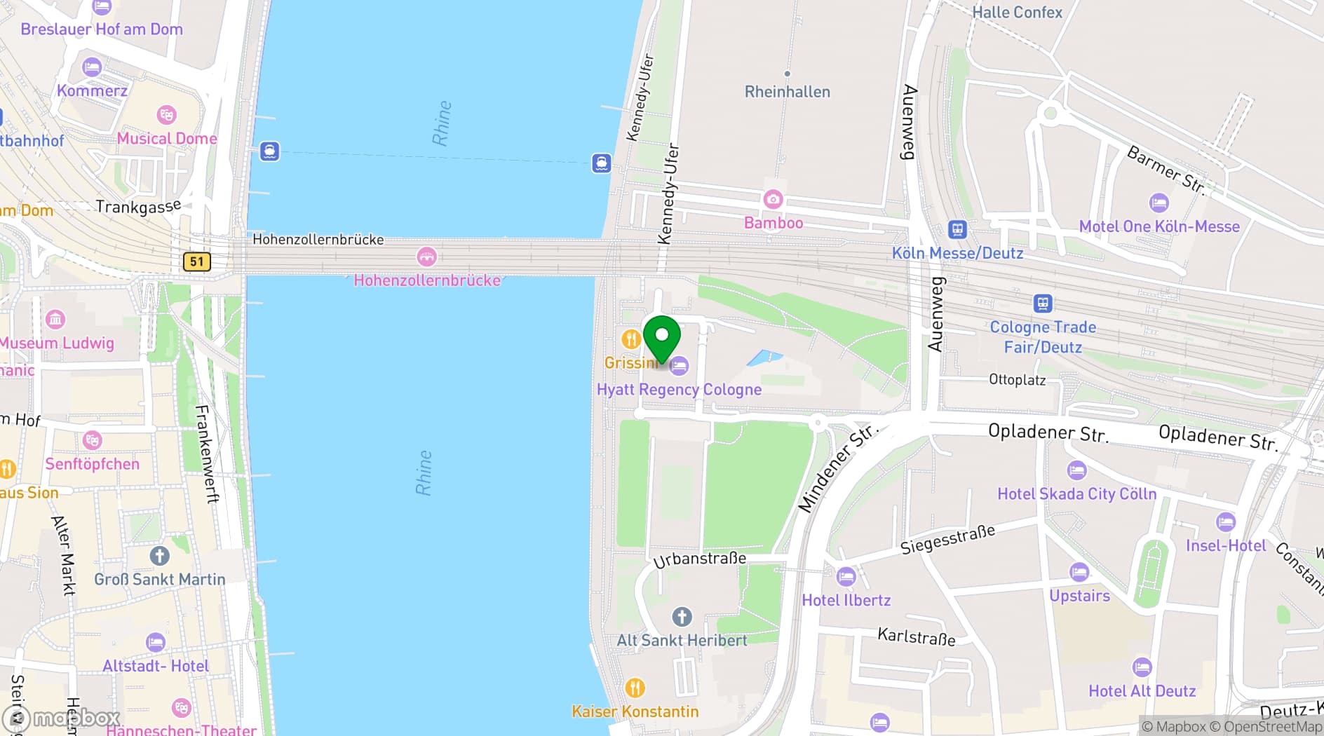 Map showing Glashaus Restaurant