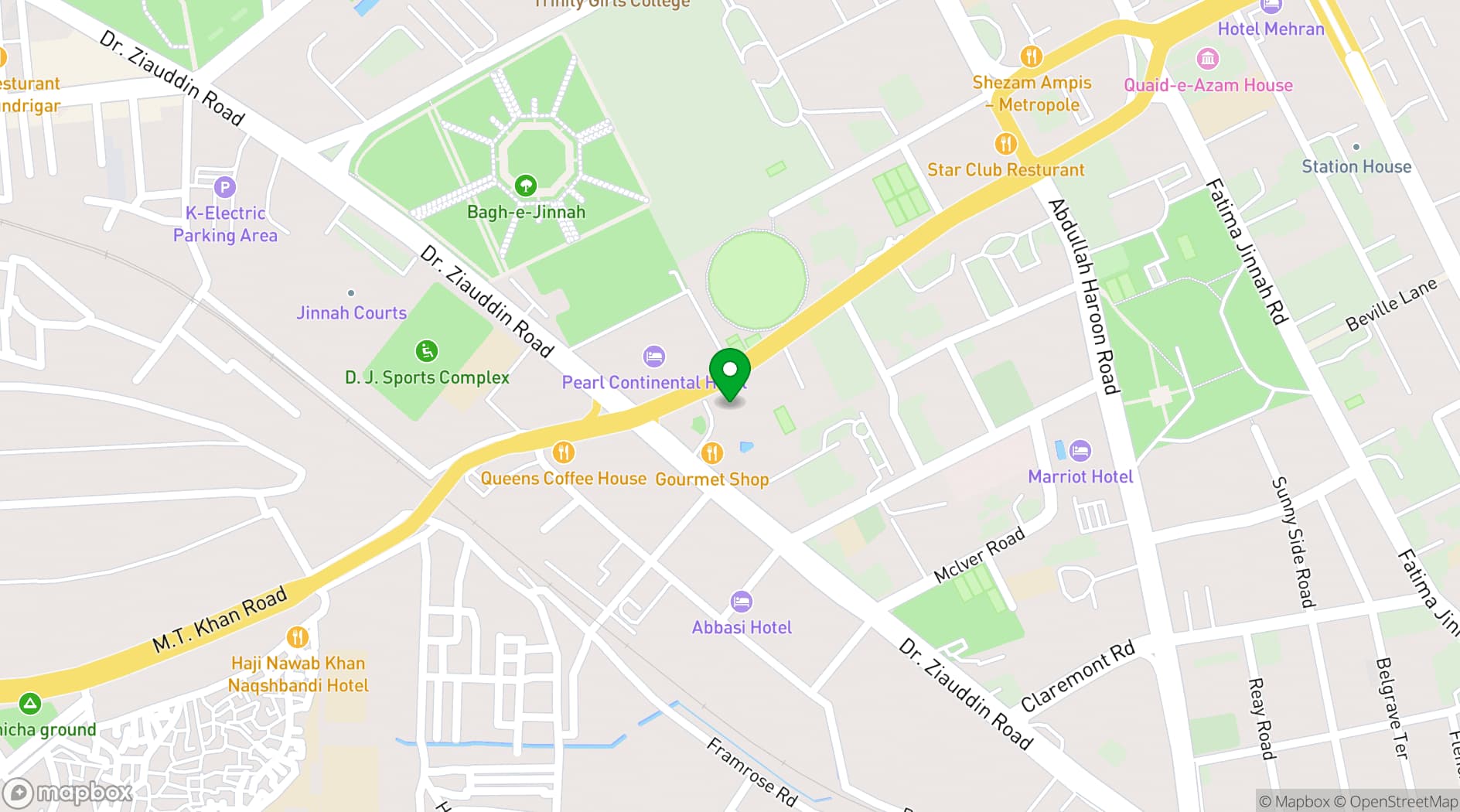 Map showing Mövenpick Hotel Karachi