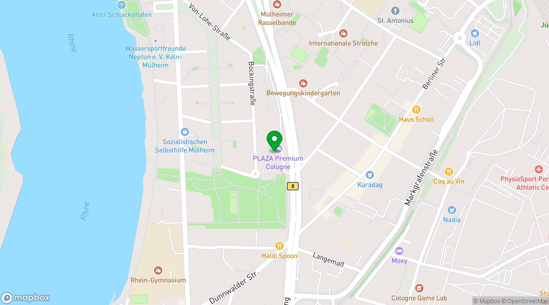 Map showing PLAZA Premium Hotel Köln