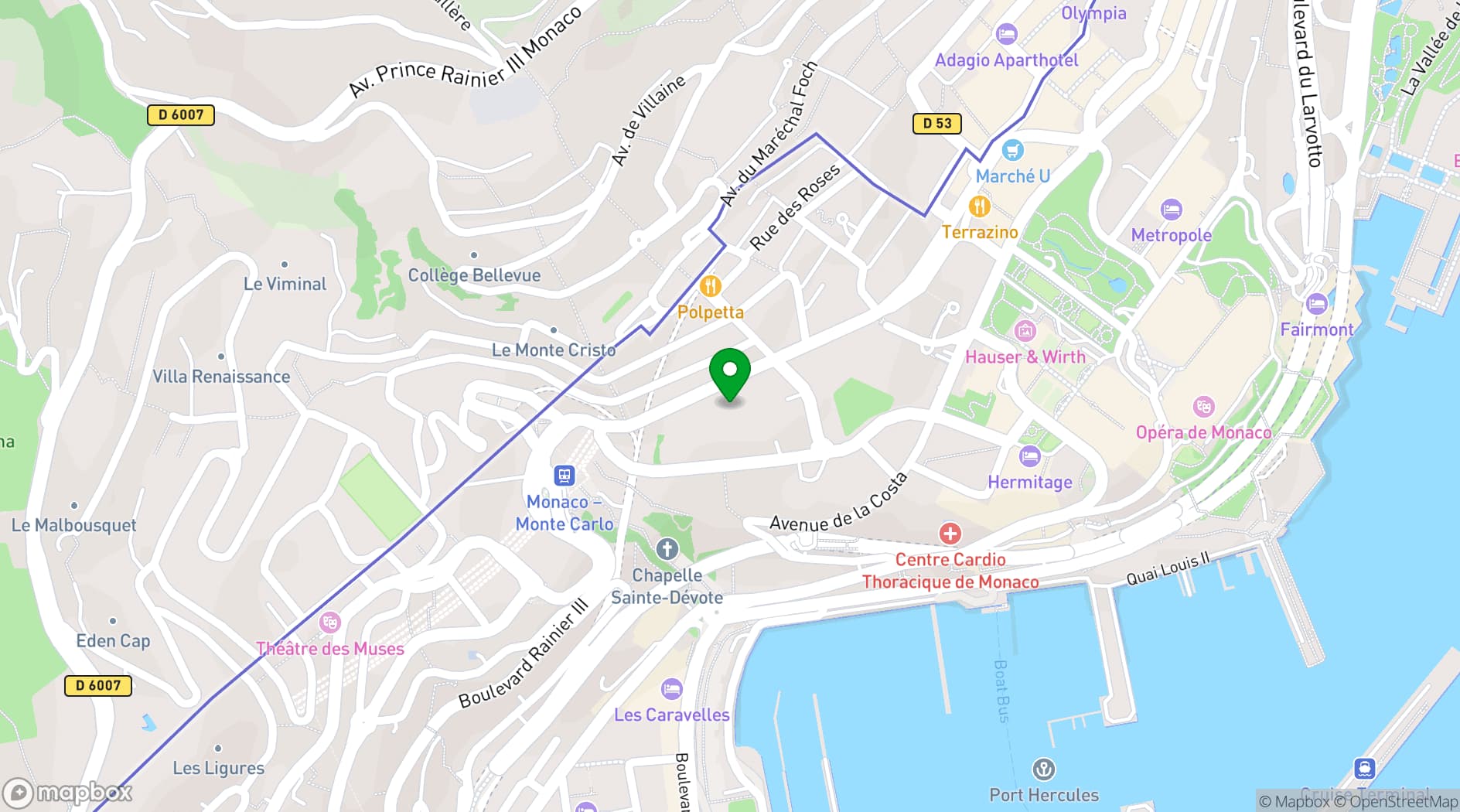 Map showing Novotel Monte-Carlo