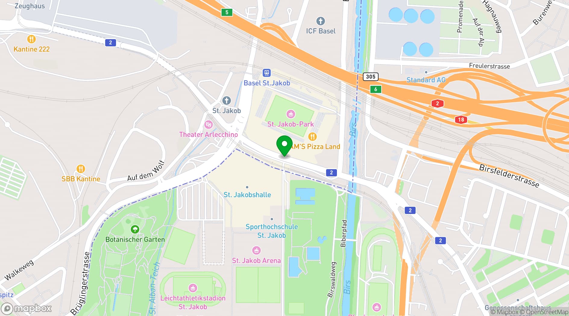 Map showing St. Jakobshalle Basel