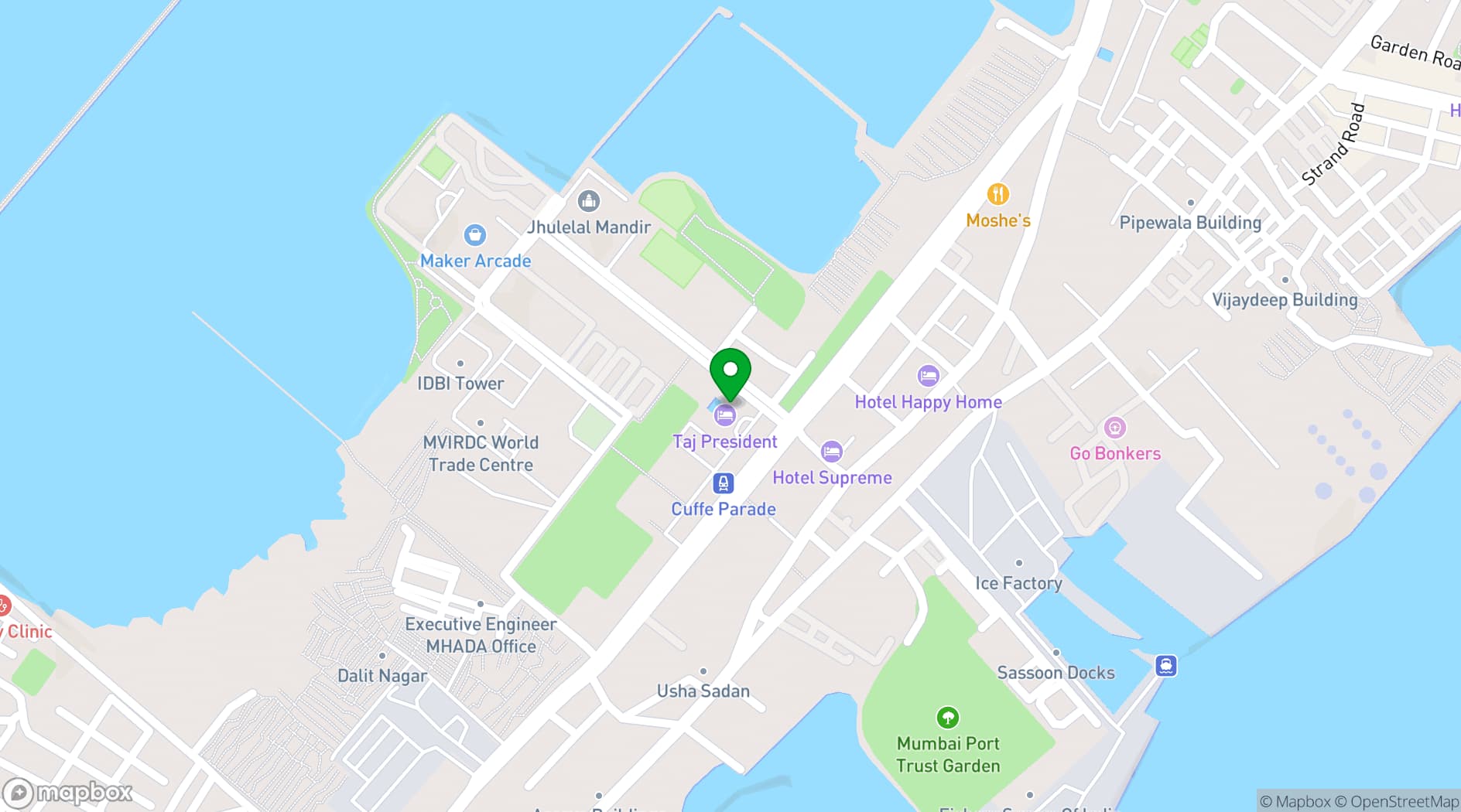 Map showing Vivanta By Taj President