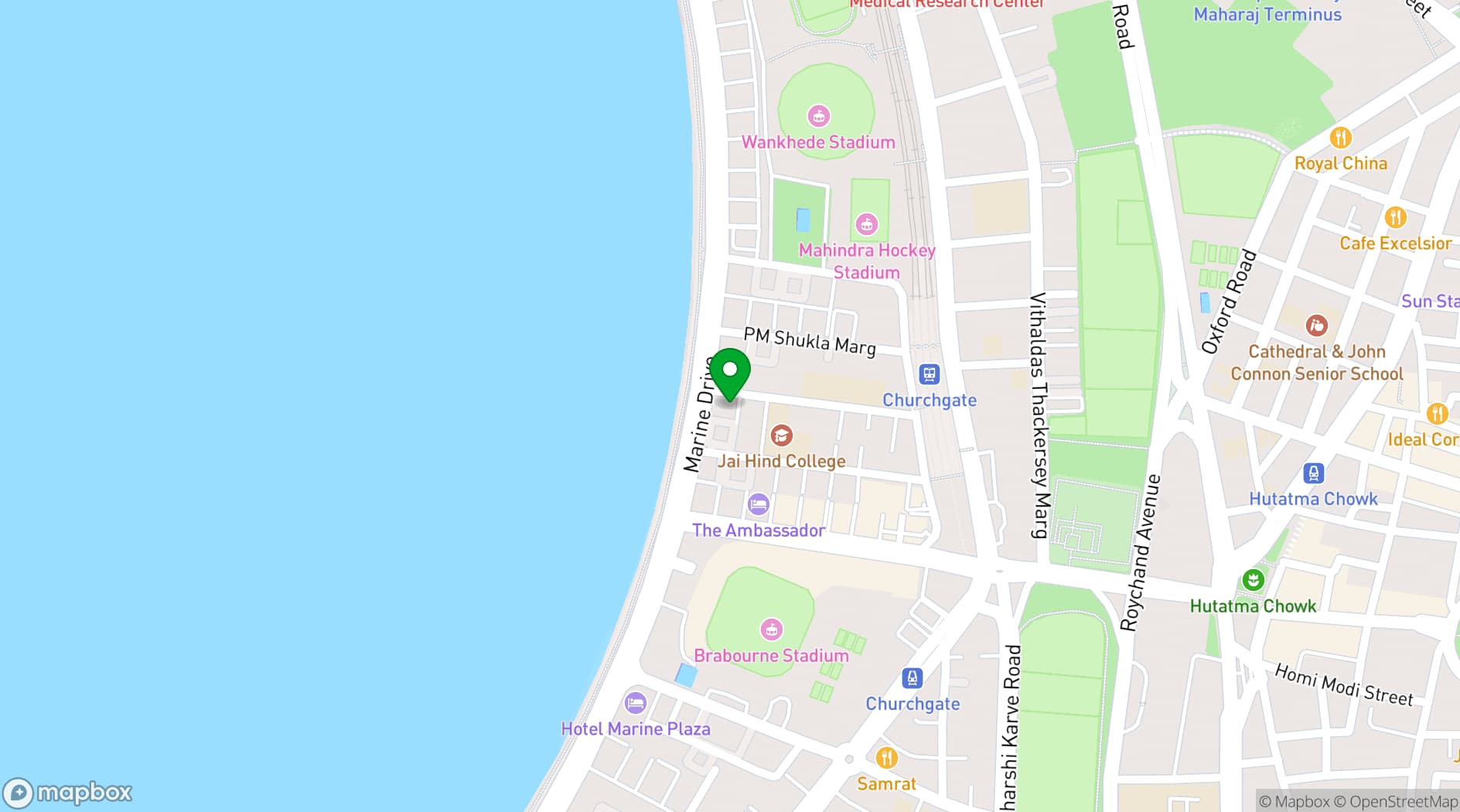 Map showing  InterContinental Marine Drive-Mumbai