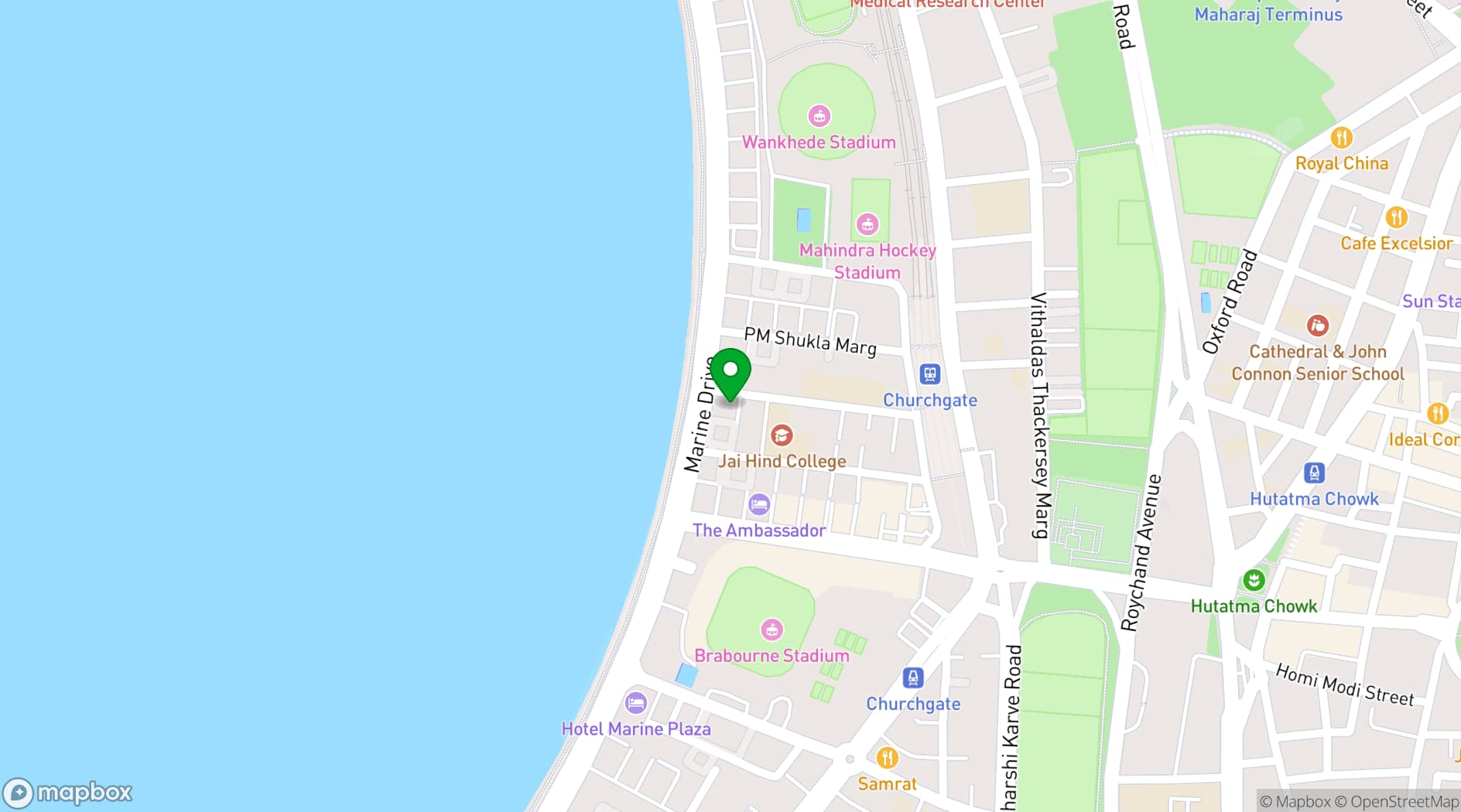 Map showing InterContinental Marine Drive-Mumbai