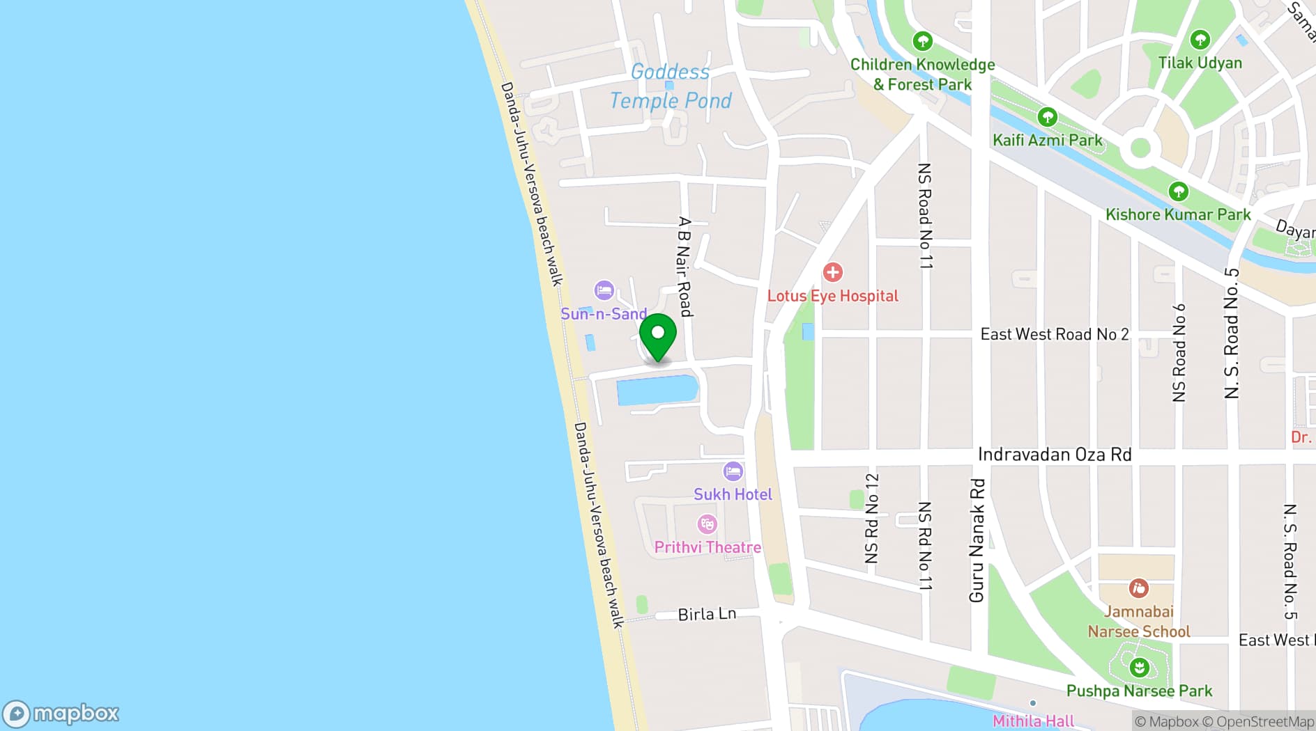 Map showing Novotel Mumbai Juhu Beach