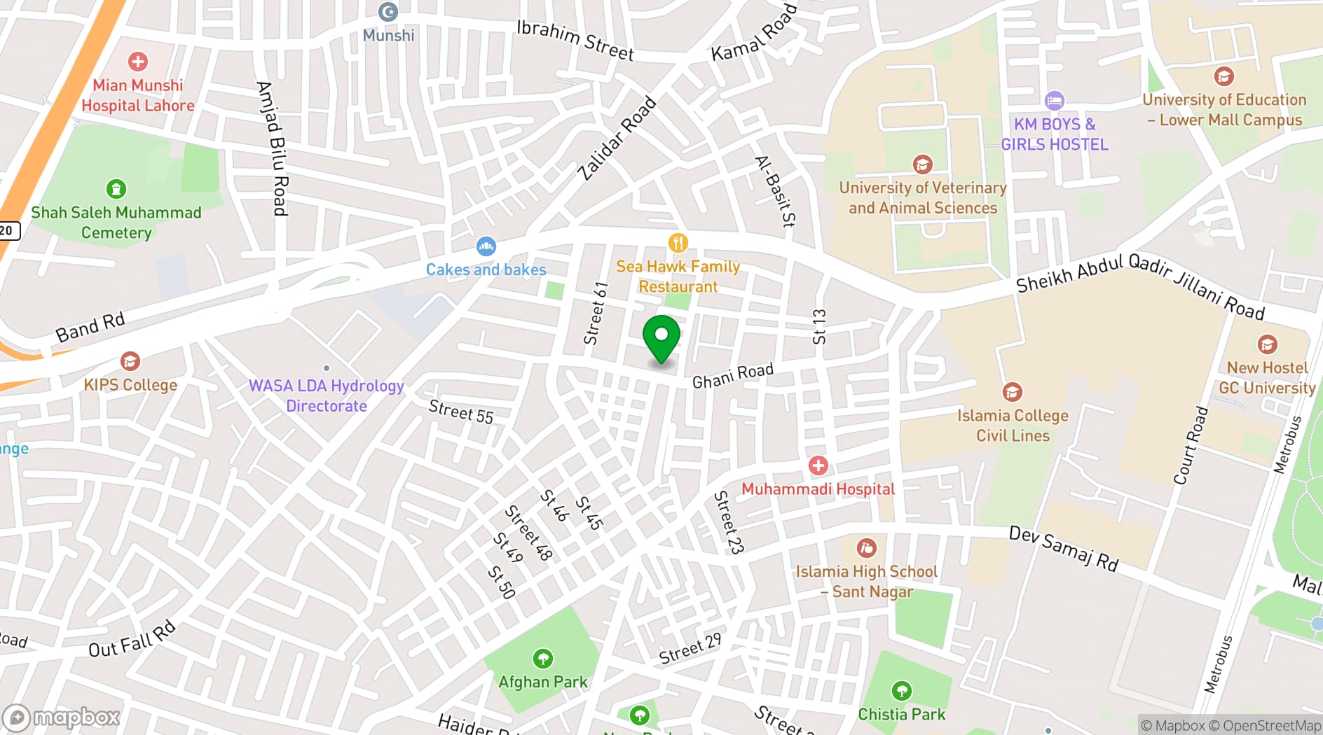 Map showing Lahore International Book Fair