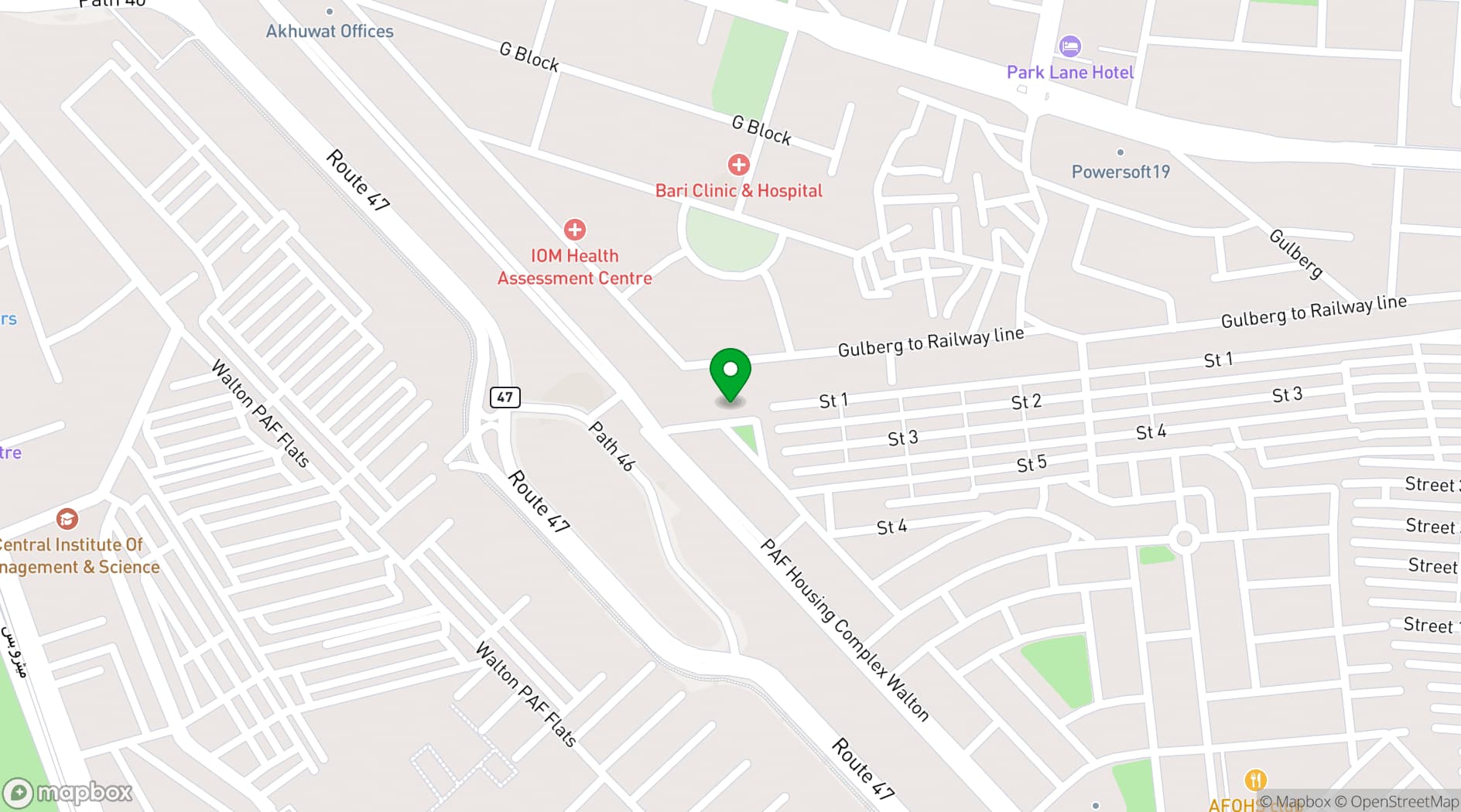 Map showing Ramada Lahore Gulberg