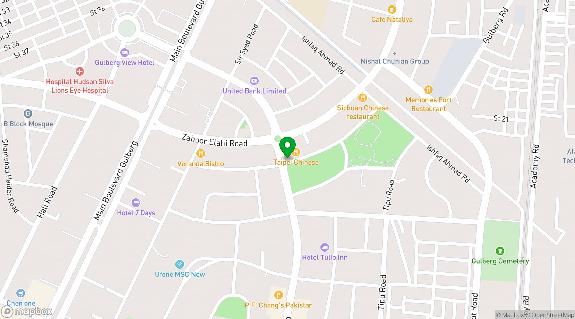 Map showing Café Zouk (Lahore)