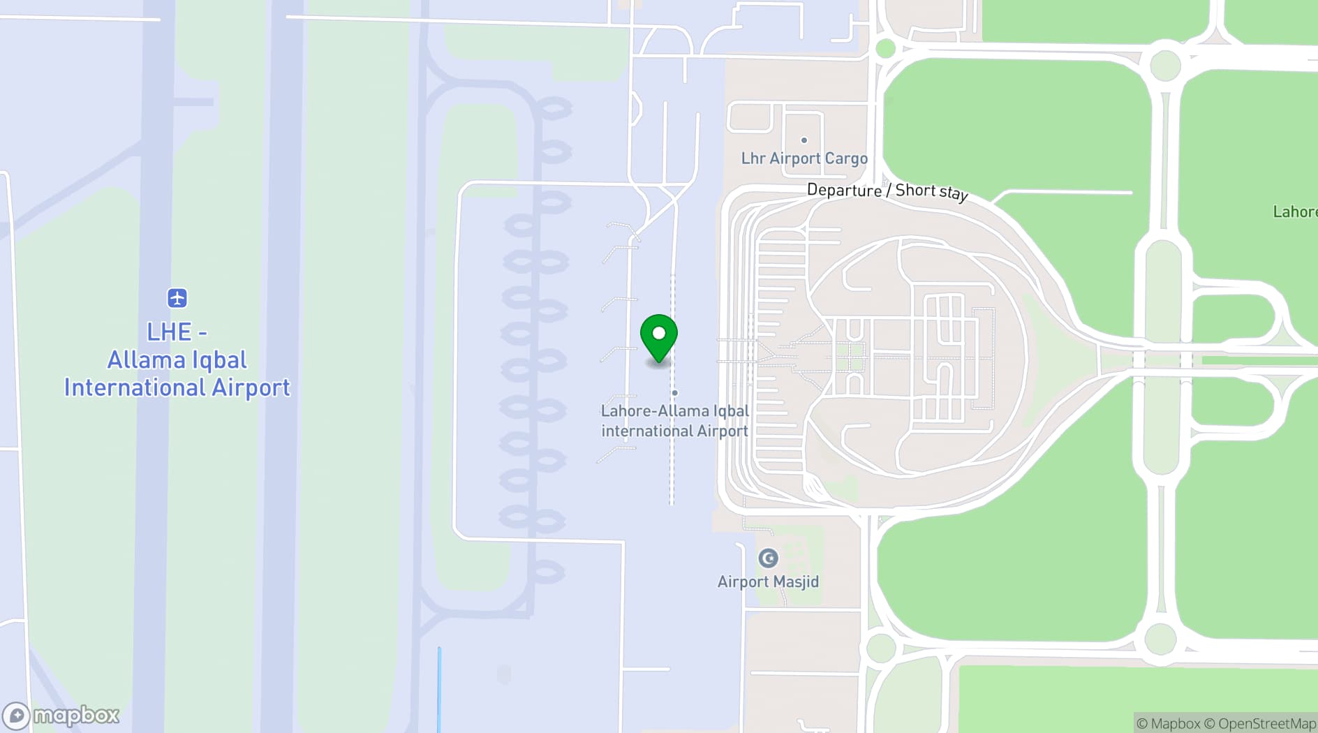 Map showing Allama Iqbal International Airport