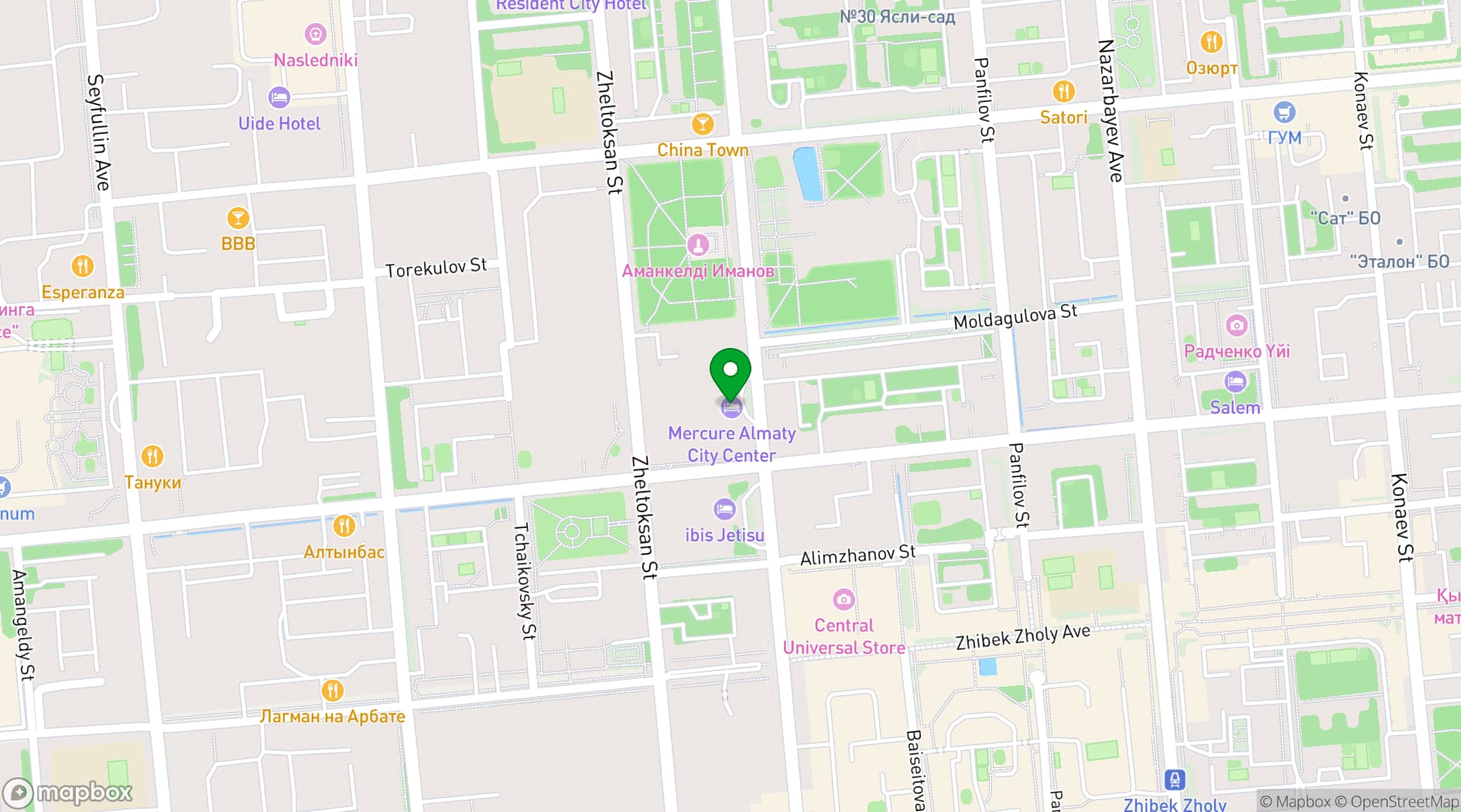 Map showing Mercure Almaty City Center