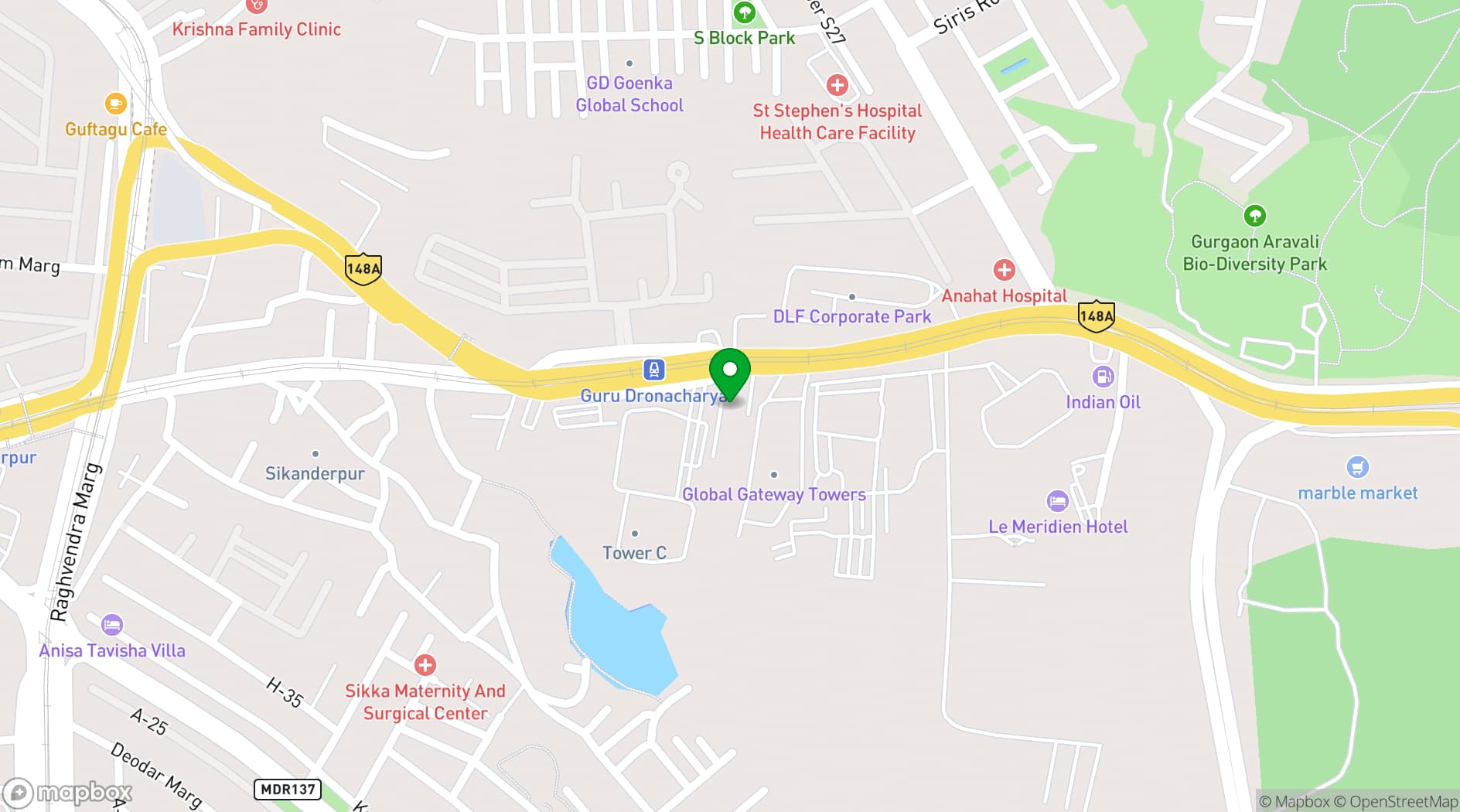 Map showing Fortune Hotels