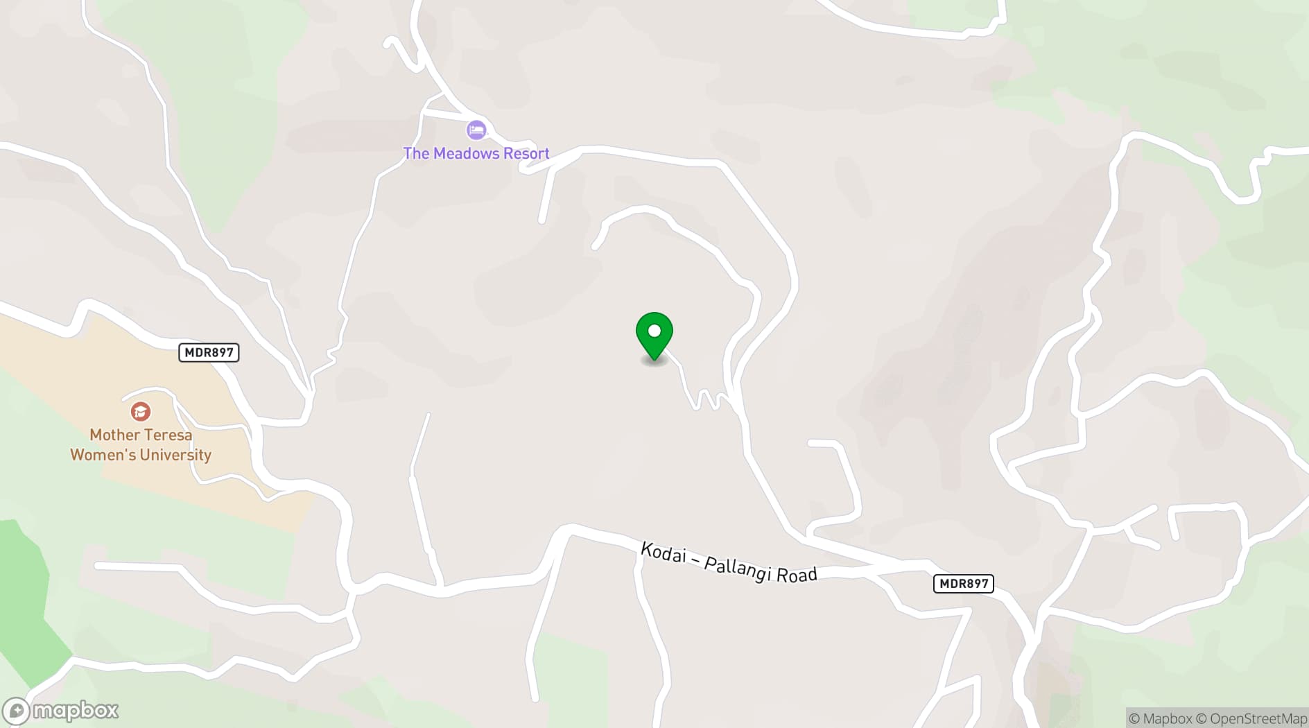 Map showing Green Pastures, Kodaikanal