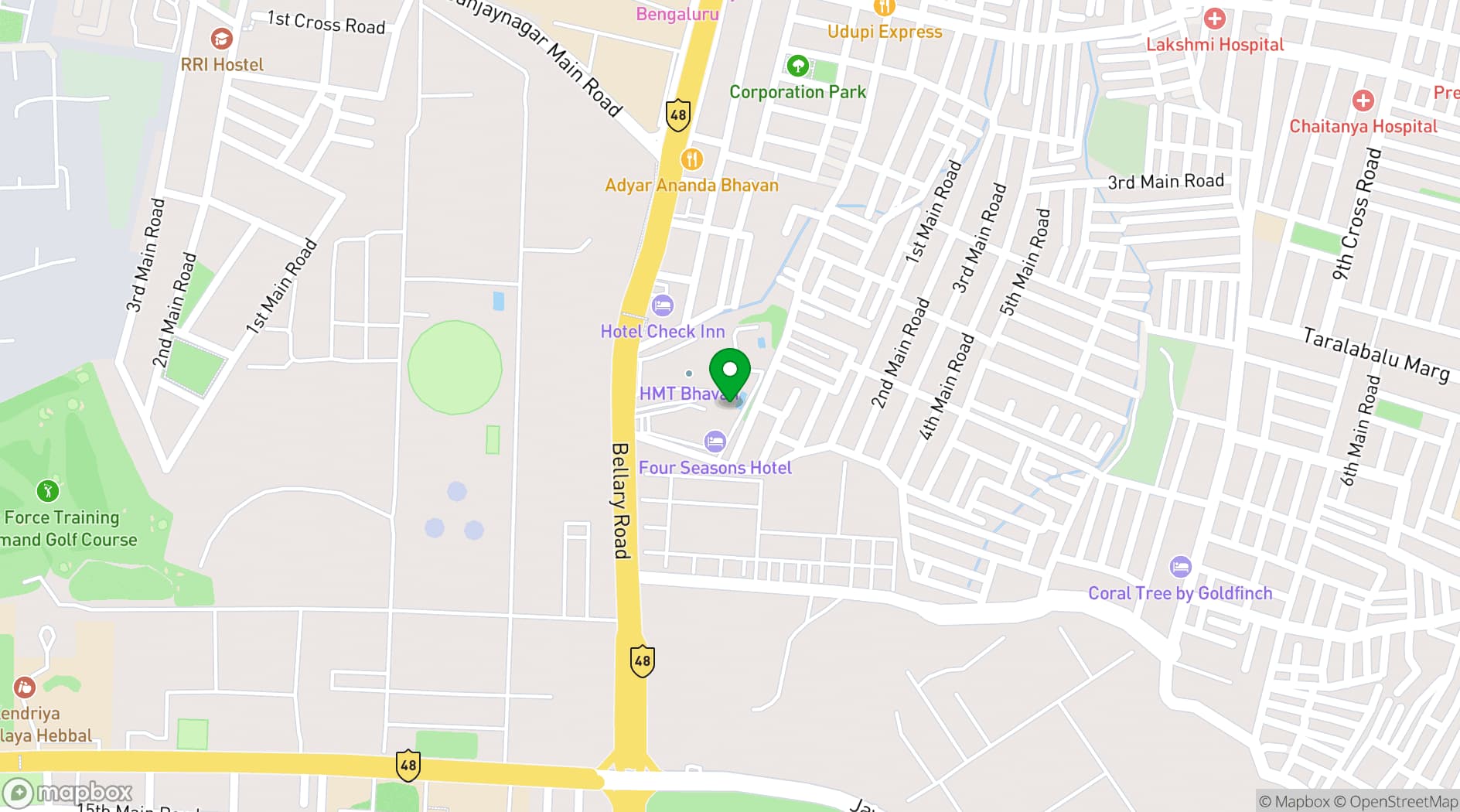 Map showing Four Seasons Bengaluru