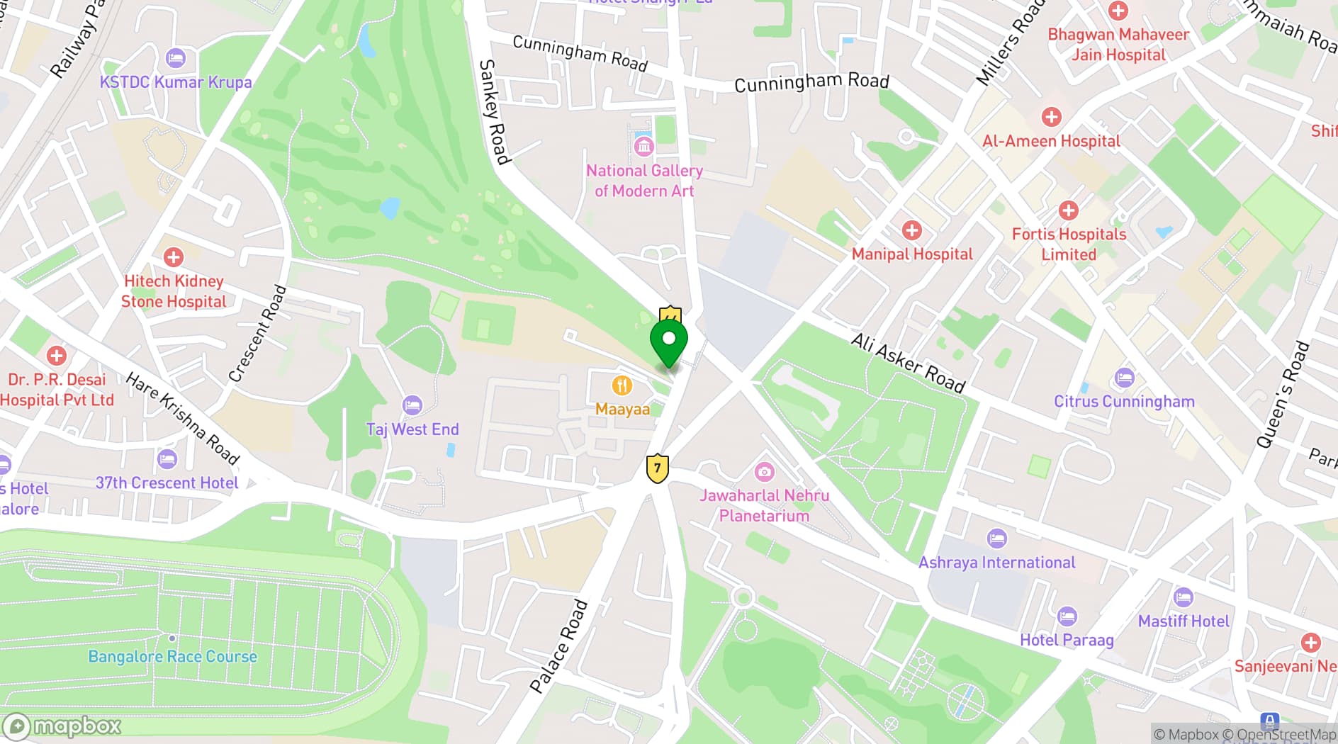 Map showing Bangalore Golf Club