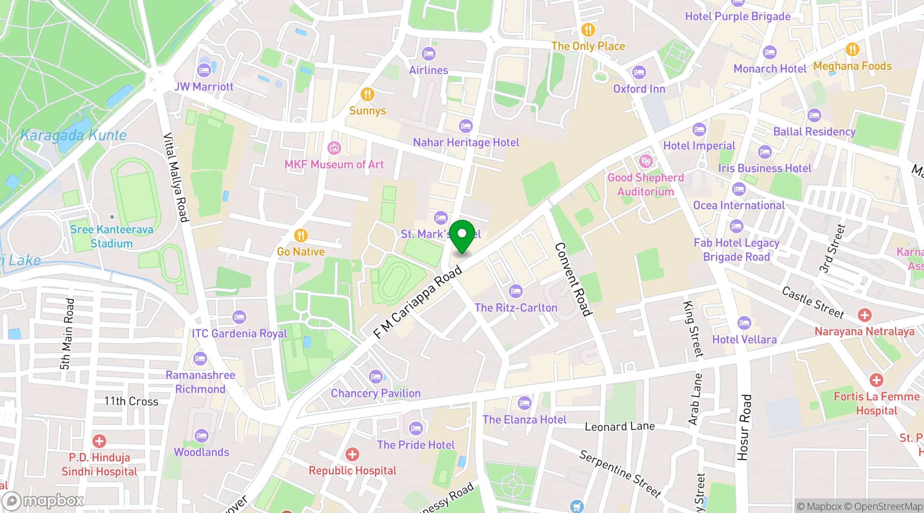 Map showing Bangalore Club