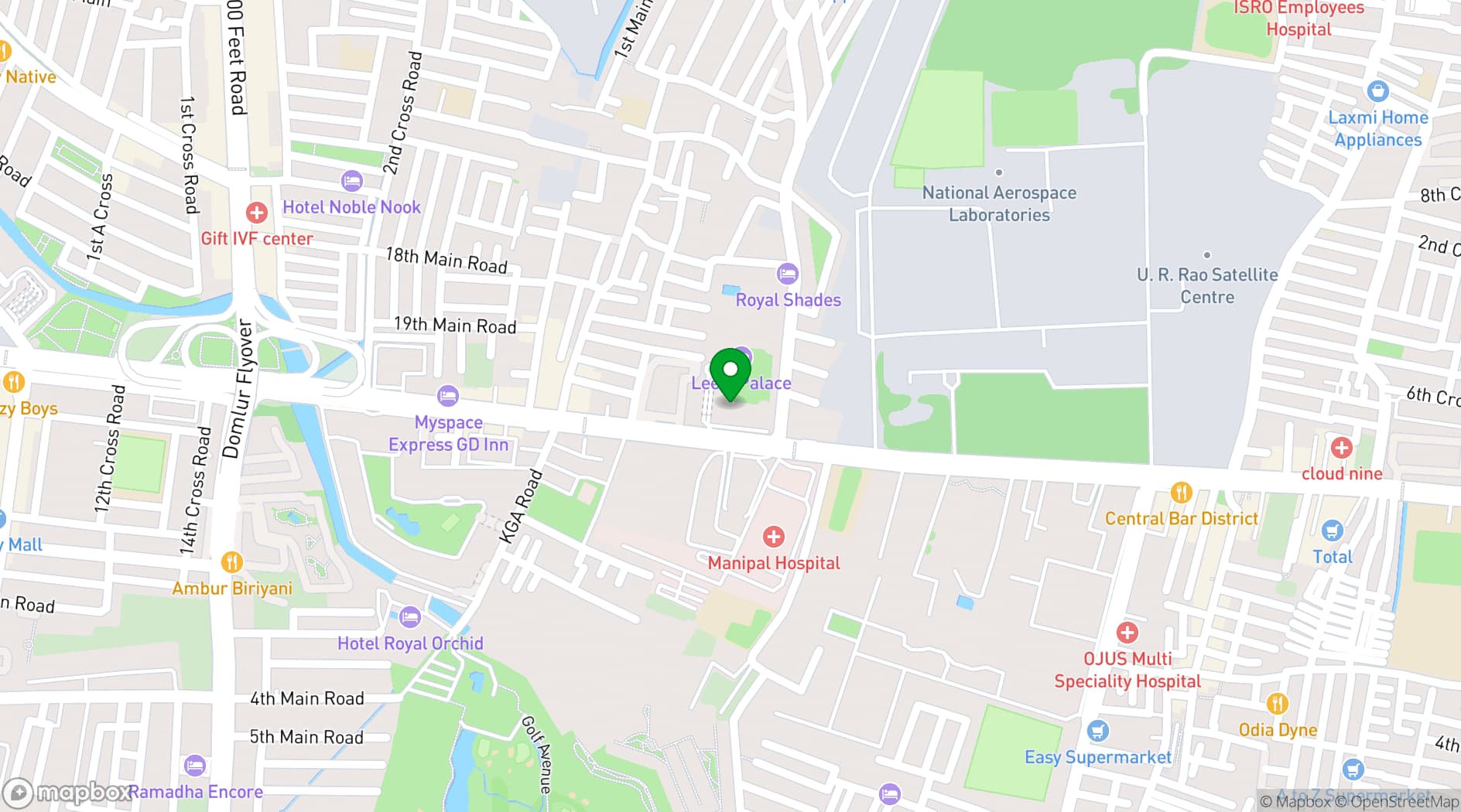 Map showing The Leela Palace Bengaluru