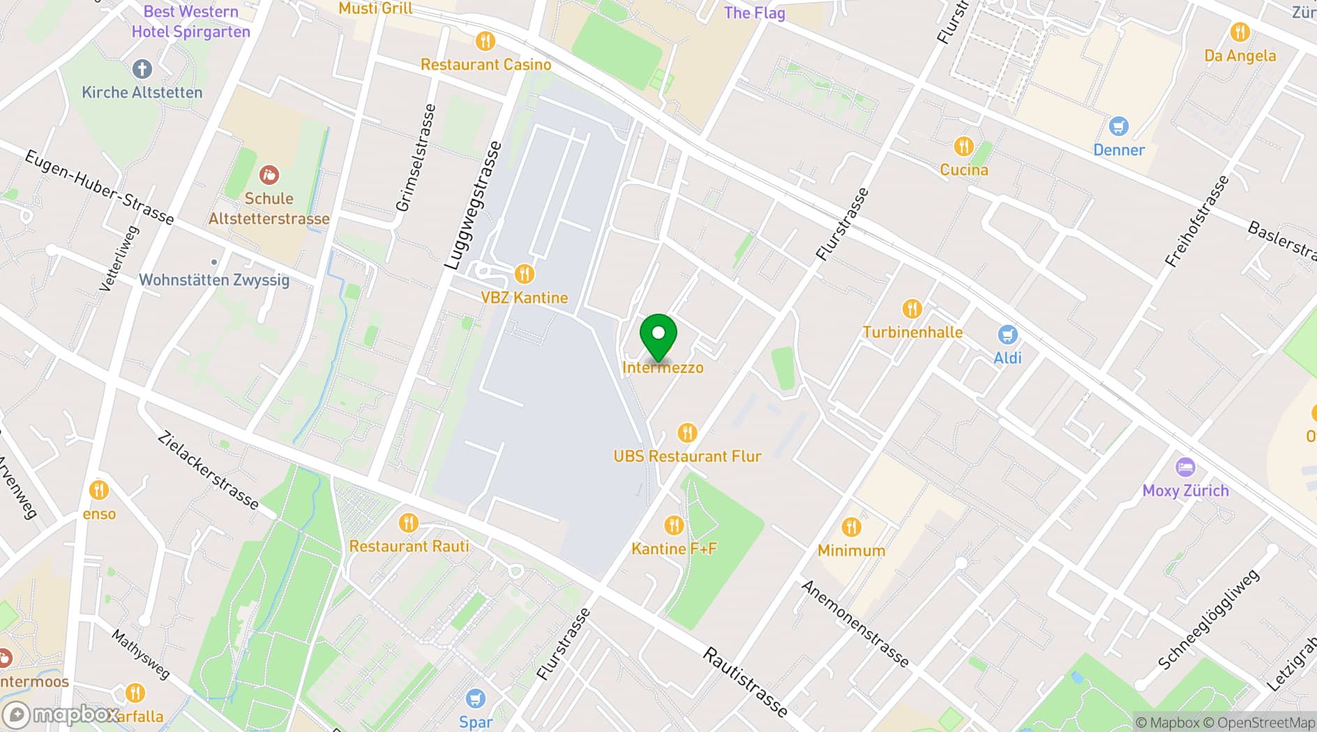 Map showing Placid Hotel Zurich