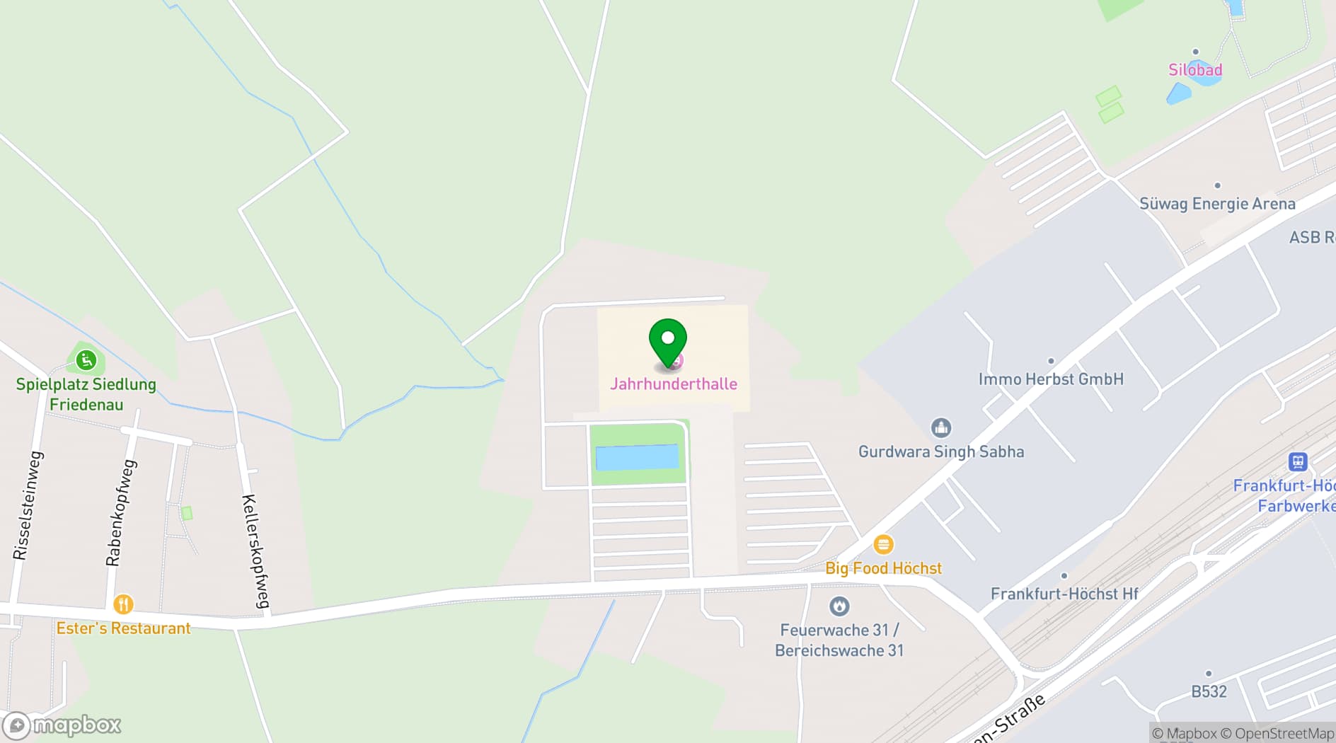 Map showing myticket Jahrhunderthalle Frankfurt