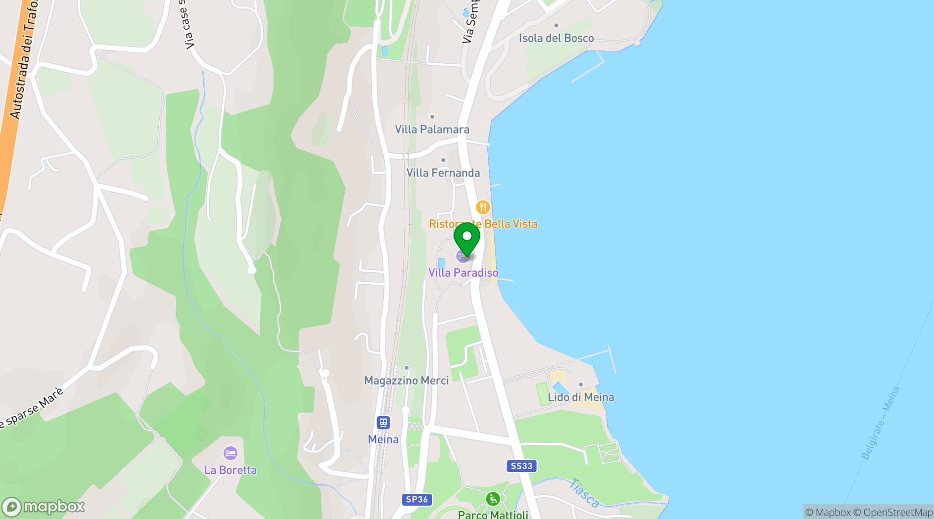 Map showing Hotel Villa Paradiso